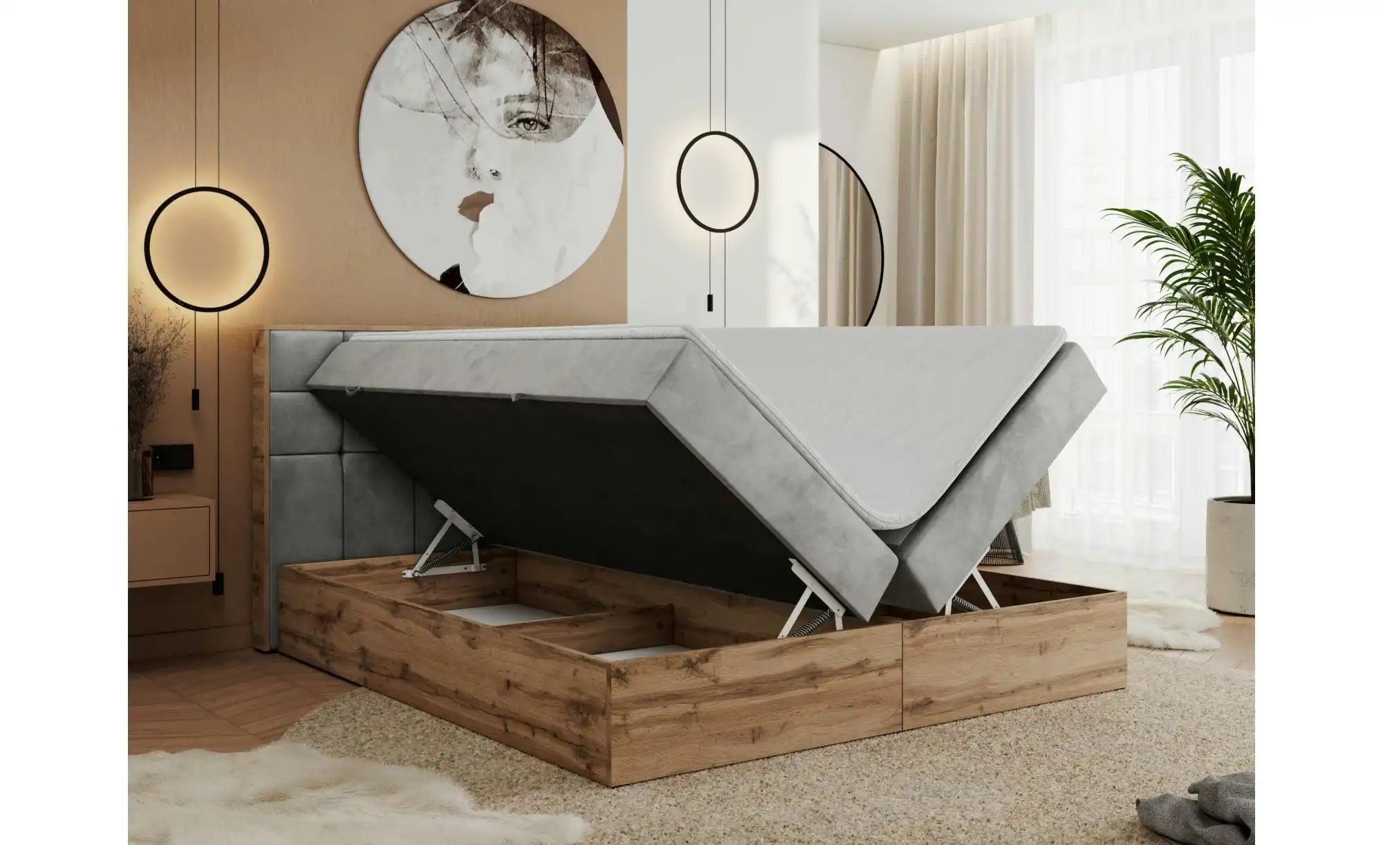Boxbett mit Bettkasten Albero 1 ¦ grau ¦ Maße (cm): B: 208 H: 104 Betten > günstig online kaufen