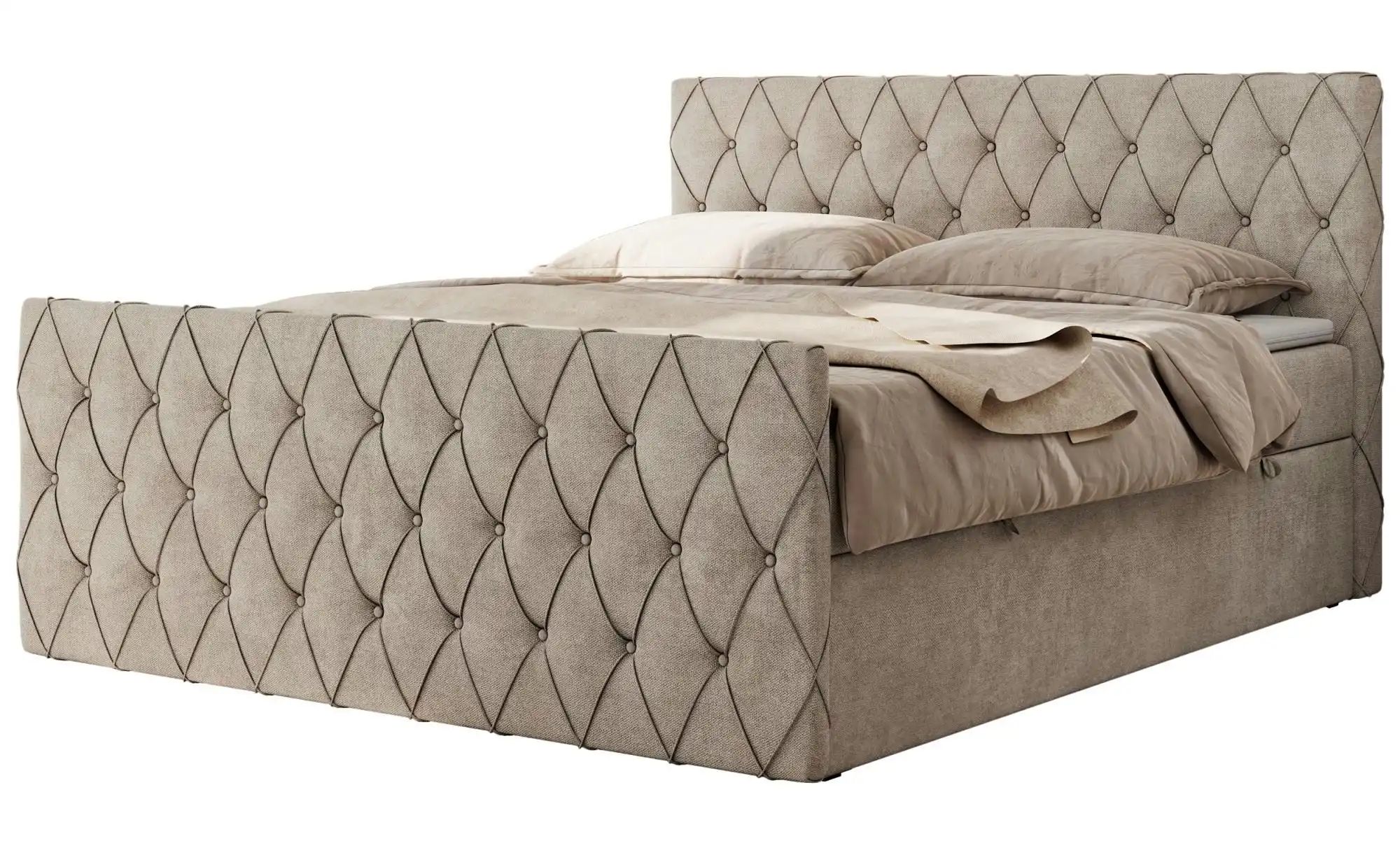 Boxspringbett mit Bettkasten Miren Duo ¦ beige ¦ Maße (cm): B: 201 H: 110 B günstig online kaufen