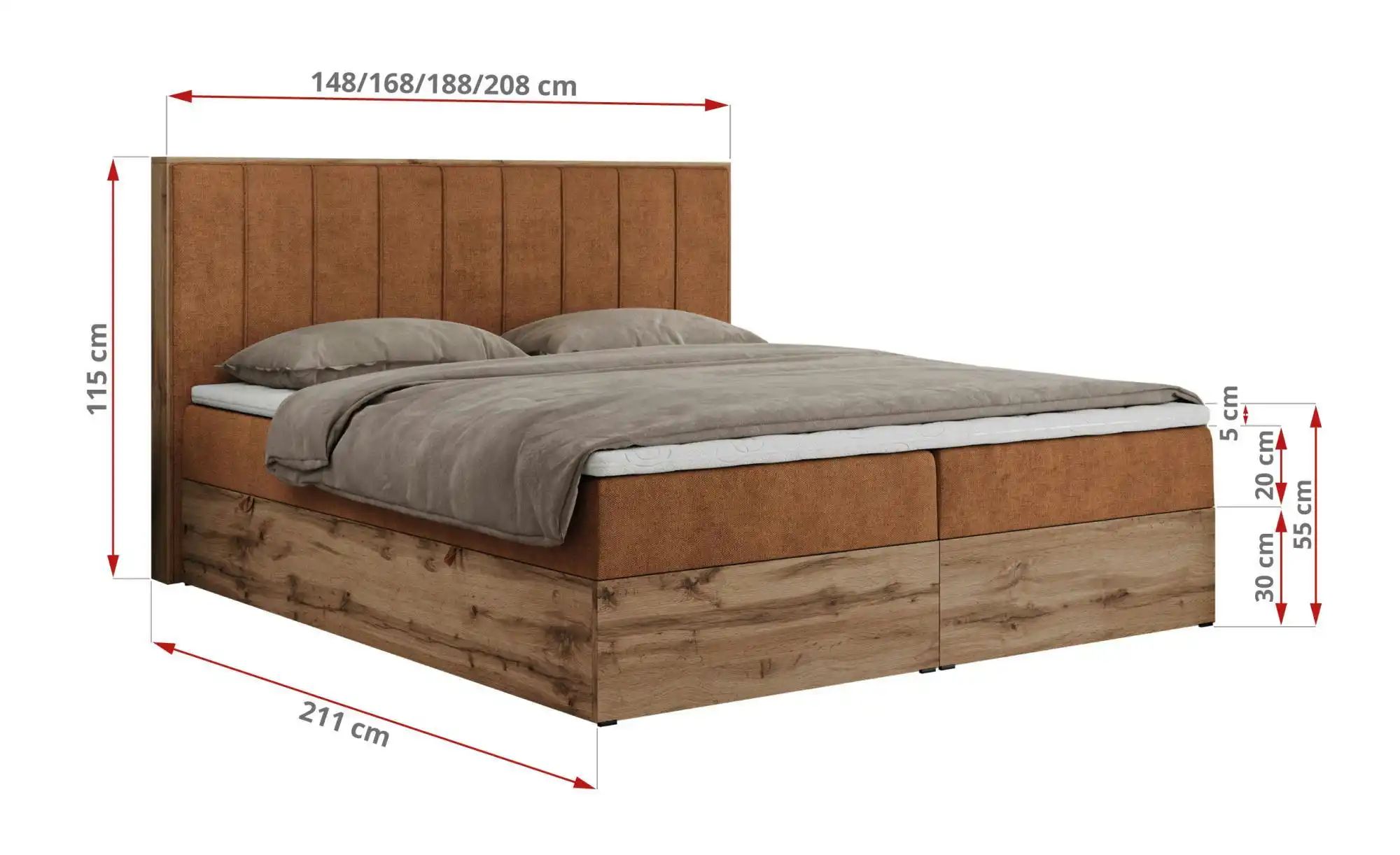 Boxbett mit Bettkasten Bellissimo ¦ orange ¦ Maße (cm): B: 148 H: 115 Bette günstig online kaufen