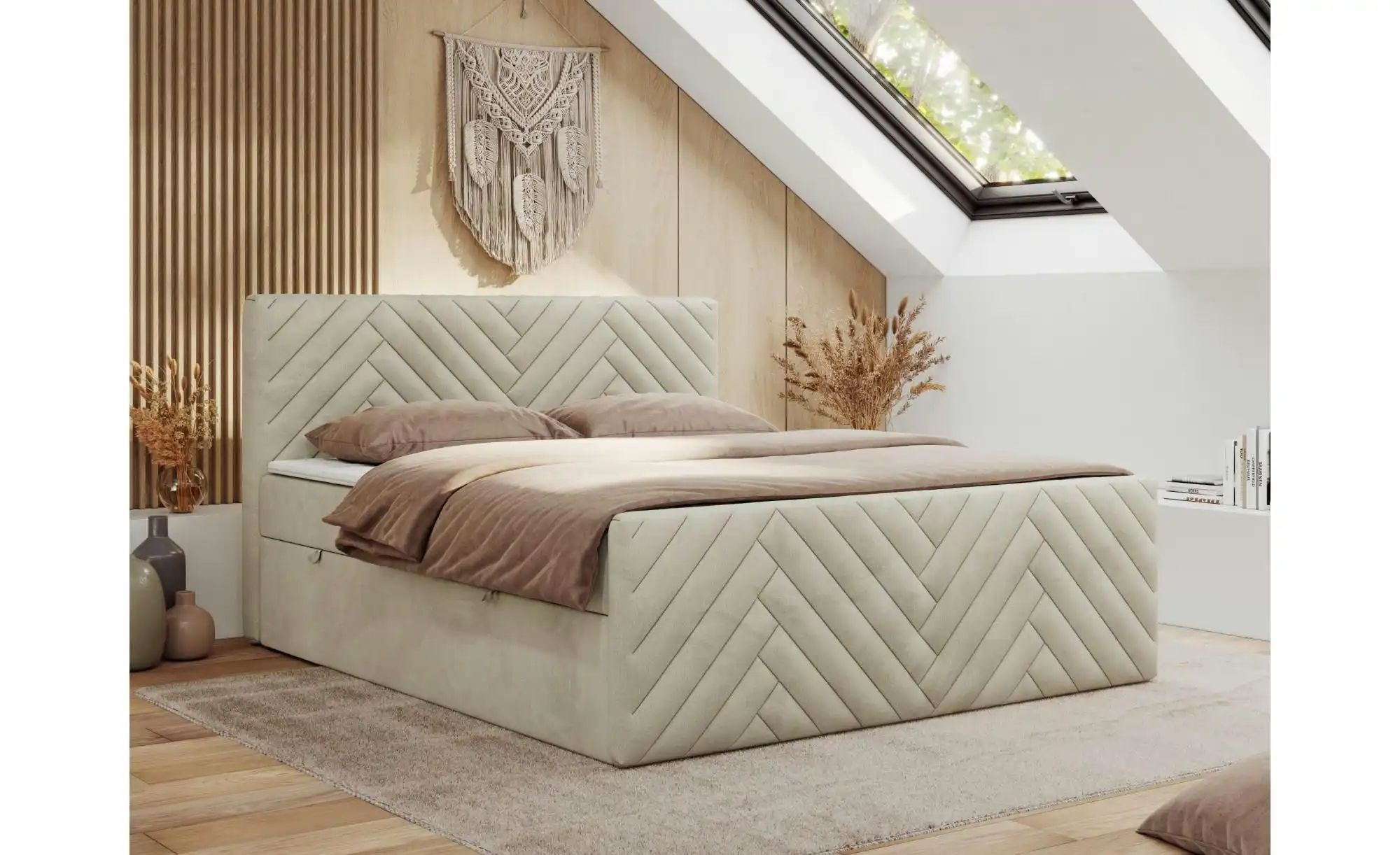 Thumbnail - Boxbett mit Bettkasten Paris Duo ¦ beige ¦ Maße (cm): B: 161 H: 110 Betten > Komfortbetten - Höffner