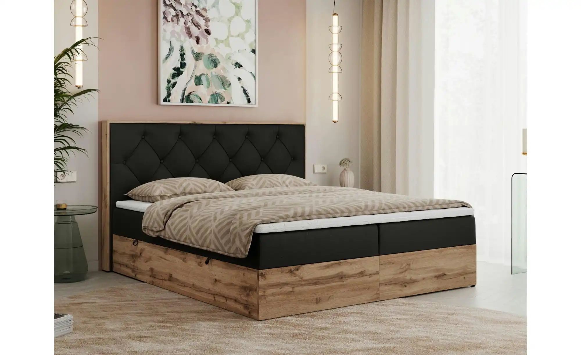 Thumbnail - Boxbett mit Bettkasten Veneto ¦ schwarz ¦ Maße (cm): B: 188 H: 115 Betten > Komfortbetten - Höffner