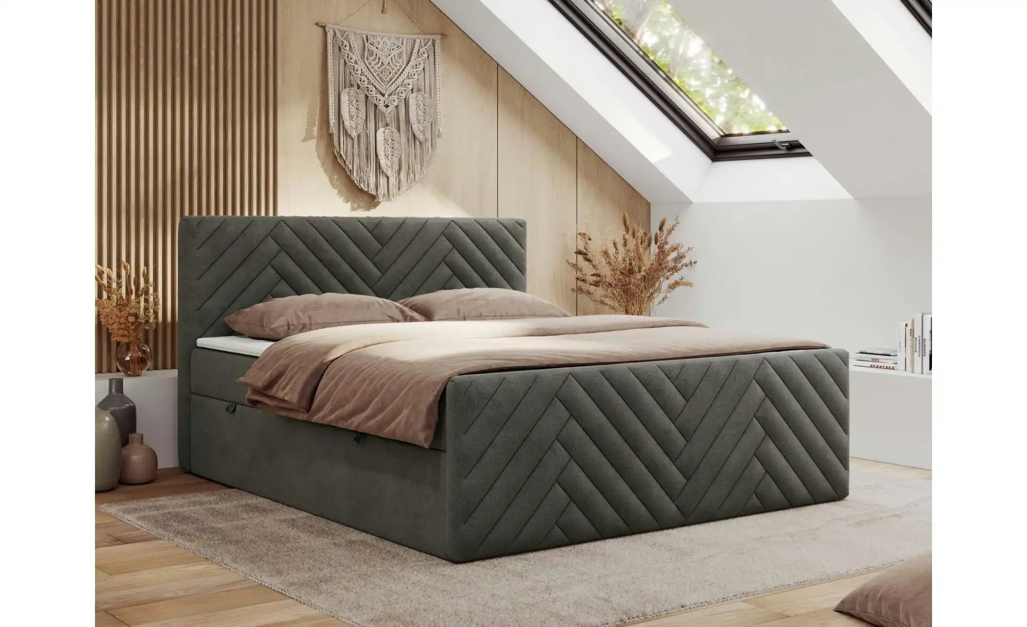 Boxbett mit Bettkasten Paris Duo ¦ grau ¦ Maße (cm): B: 181 H: 110 Betten > günstig online kaufen