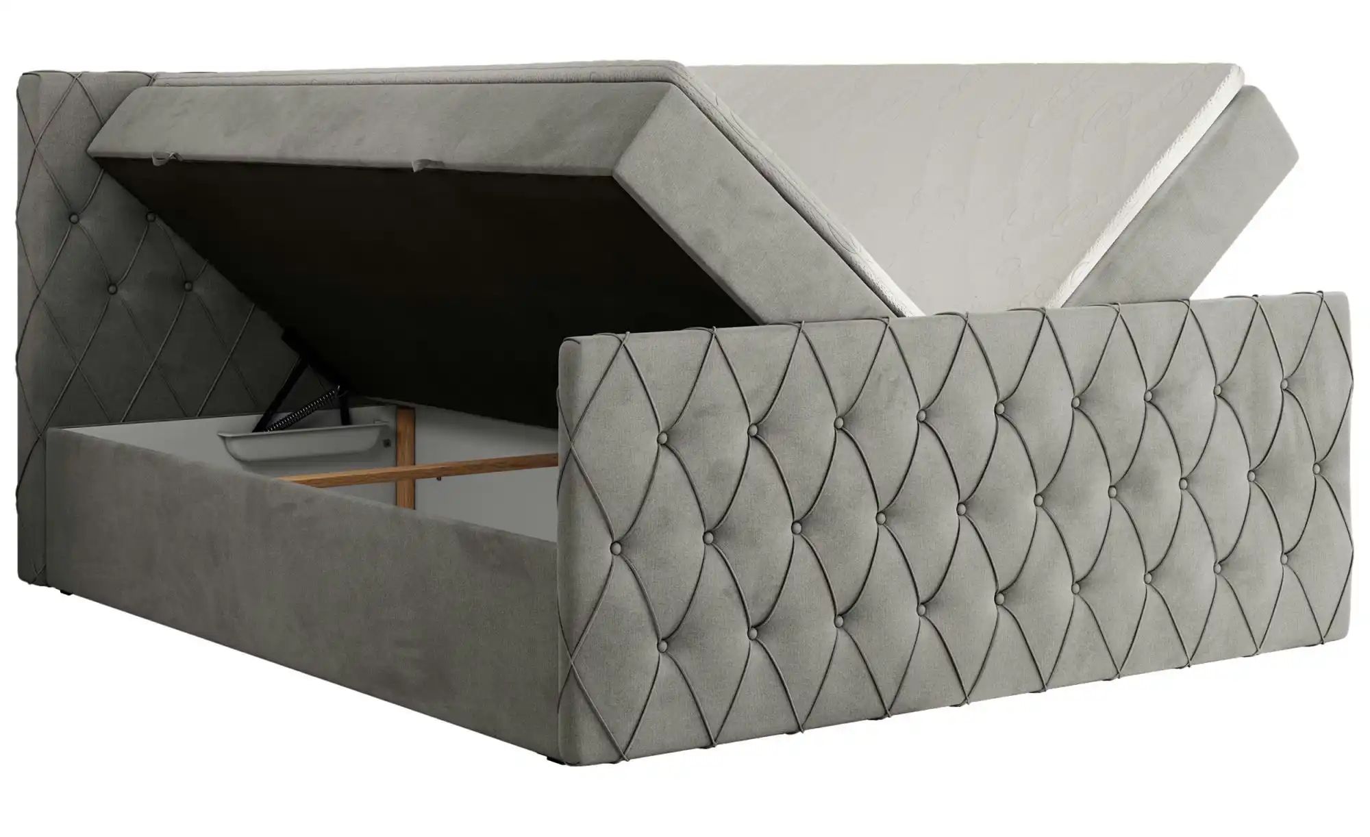Boxspringbett mit Bettkasten Miren Duo ¦ grau ¦ Maße (cm): B: 141 H: 110 Be günstig online kaufen