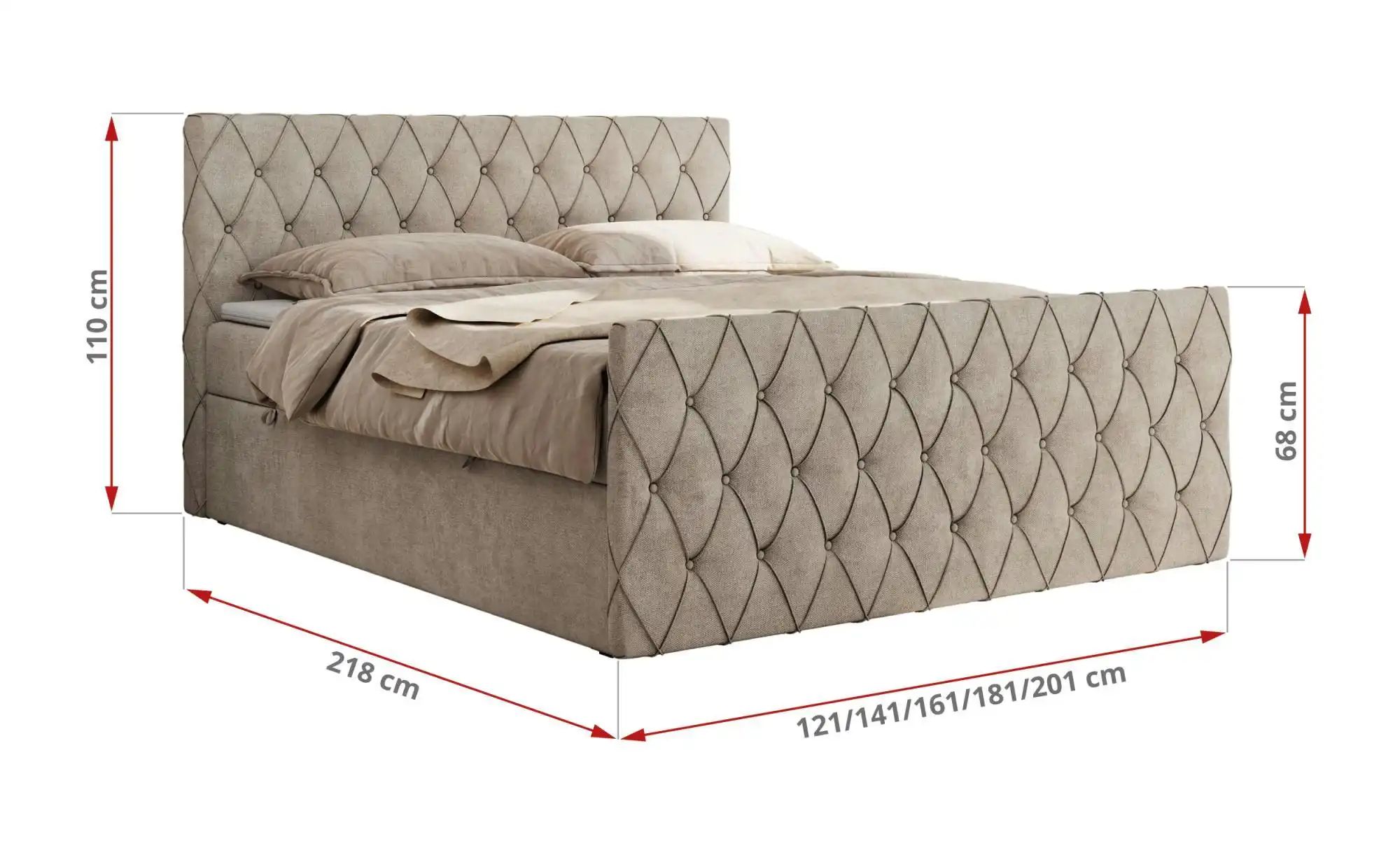 Boxspringbett mit Bettkasten Miren Duo ¦ beige ¦ Maße (cm): B: 181 H: 110 B günstig online kaufen