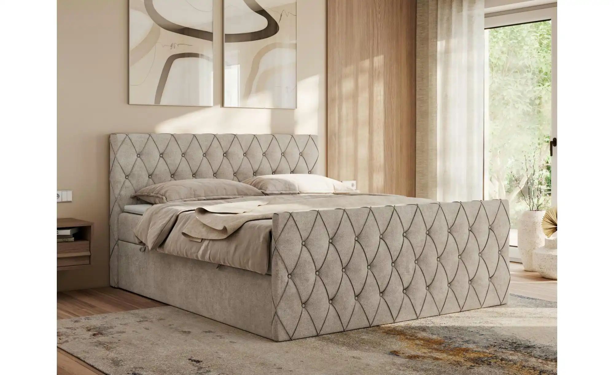 Thumbnail - Boxbett mit Bettkasten Miren Duo ¦ beige ¦ Maße (cm): B: 181 H: 110 Betten > Komfortbetten - Höffner