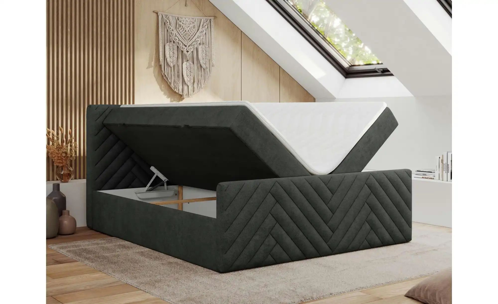 Thumbnail - Boxbett mit Bettkasten Paris Duo ¦ grau ¦ Maße (cm): B: 141 H: 110 Betten > Komfortbetten - Höffner