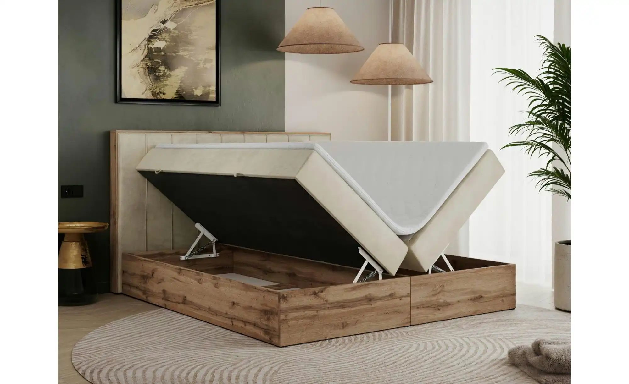 Boxbett mit Bettkasten Bellissimo ¦ beige ¦ Maße (cm): B: 168 H: 115 Betten günstig online kaufen