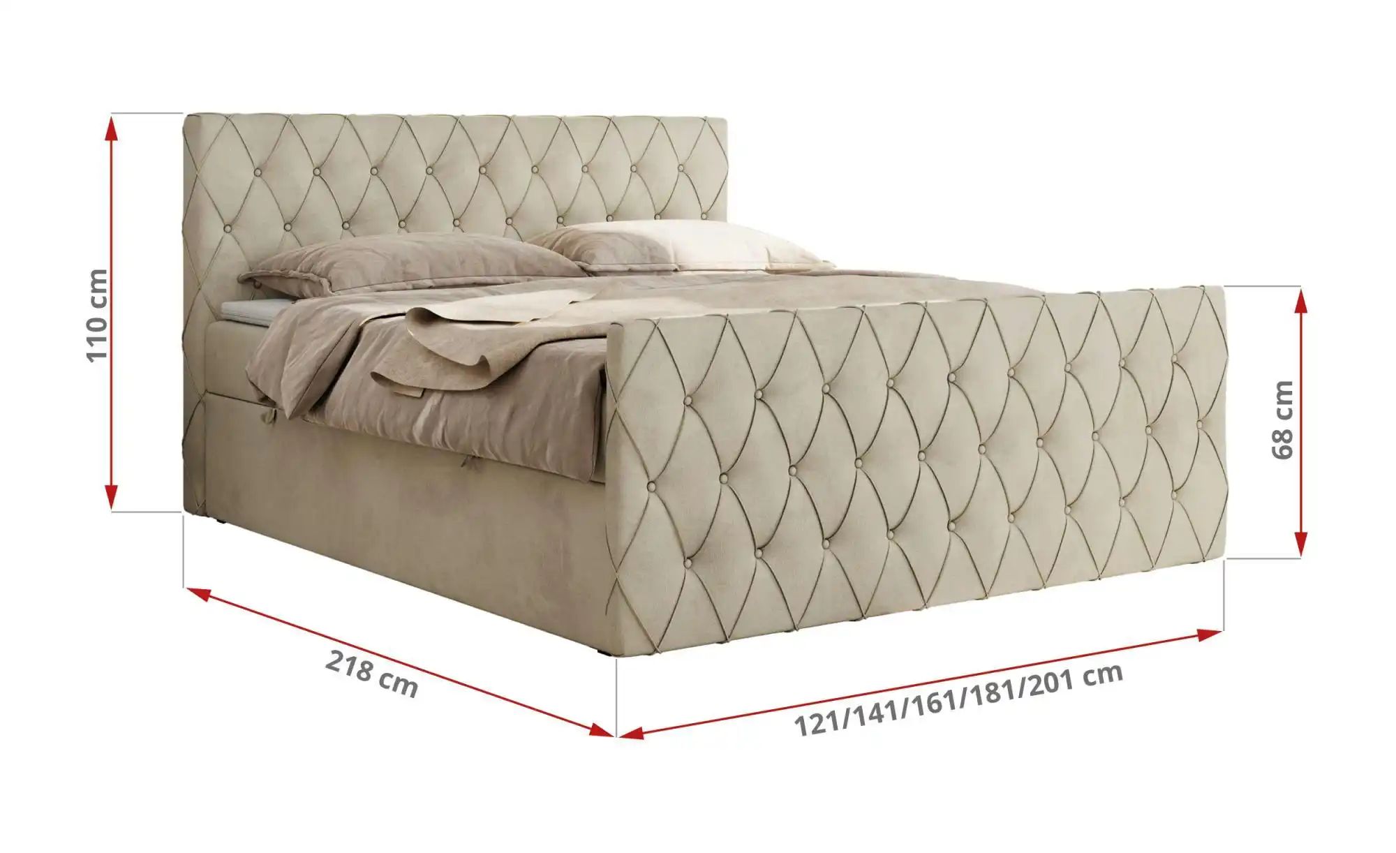 Thumbnail - Boxbett mit Bettkasten Miren Duo ¦ beige ¦ Maße (cm): B: 201 H: 110 Betten > Komfortbetten - Höffner