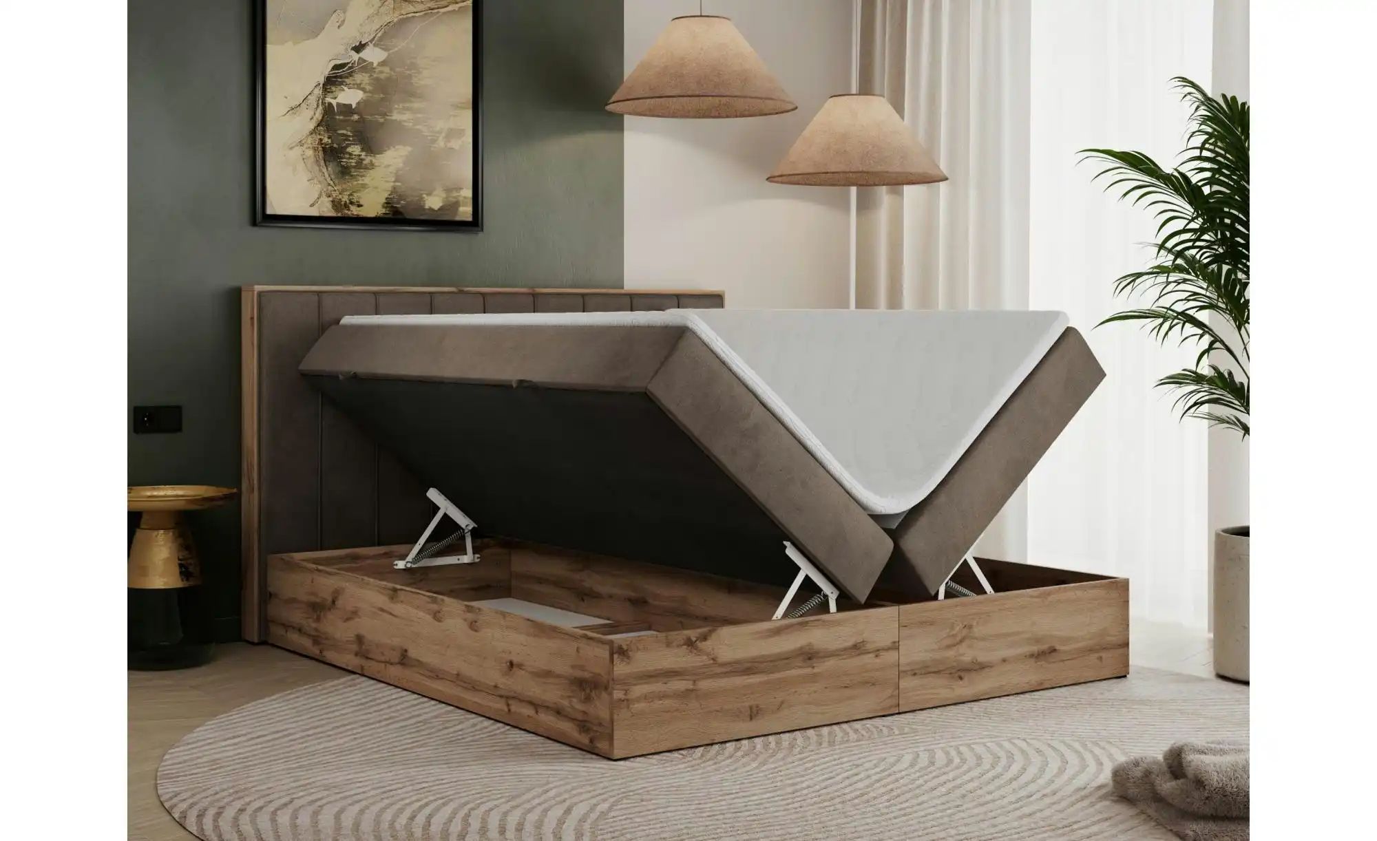 Boxbett mit Bettkasten Bellissimo ¦ braun ¦ Maße (cm): B: 208 H: 115 Betten günstig online kaufen