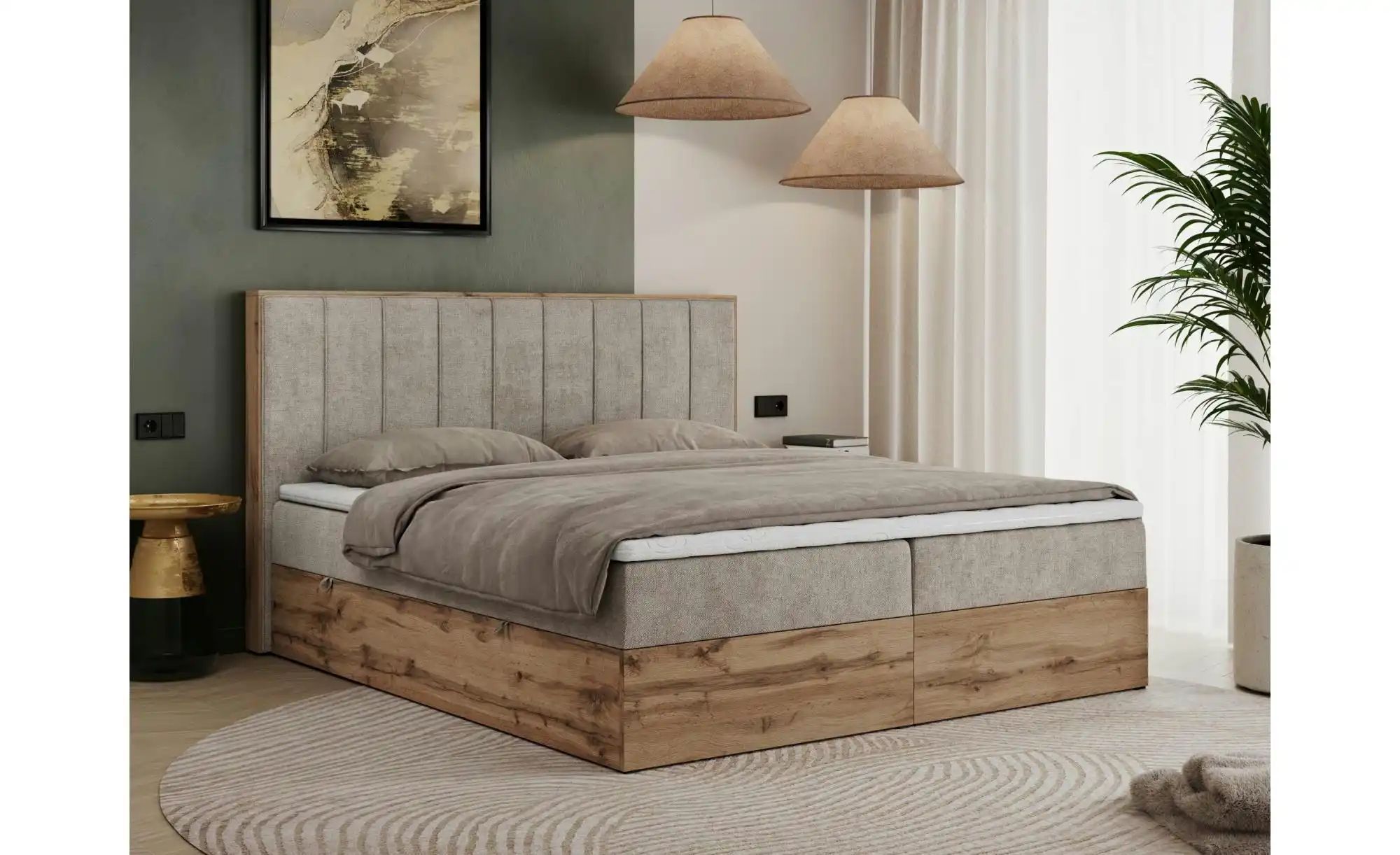 Boxbett mit Bettkasten Bellissimo ¦ beige ¦ Maße (cm): B: 208 H: 115 Betten günstig online kaufen