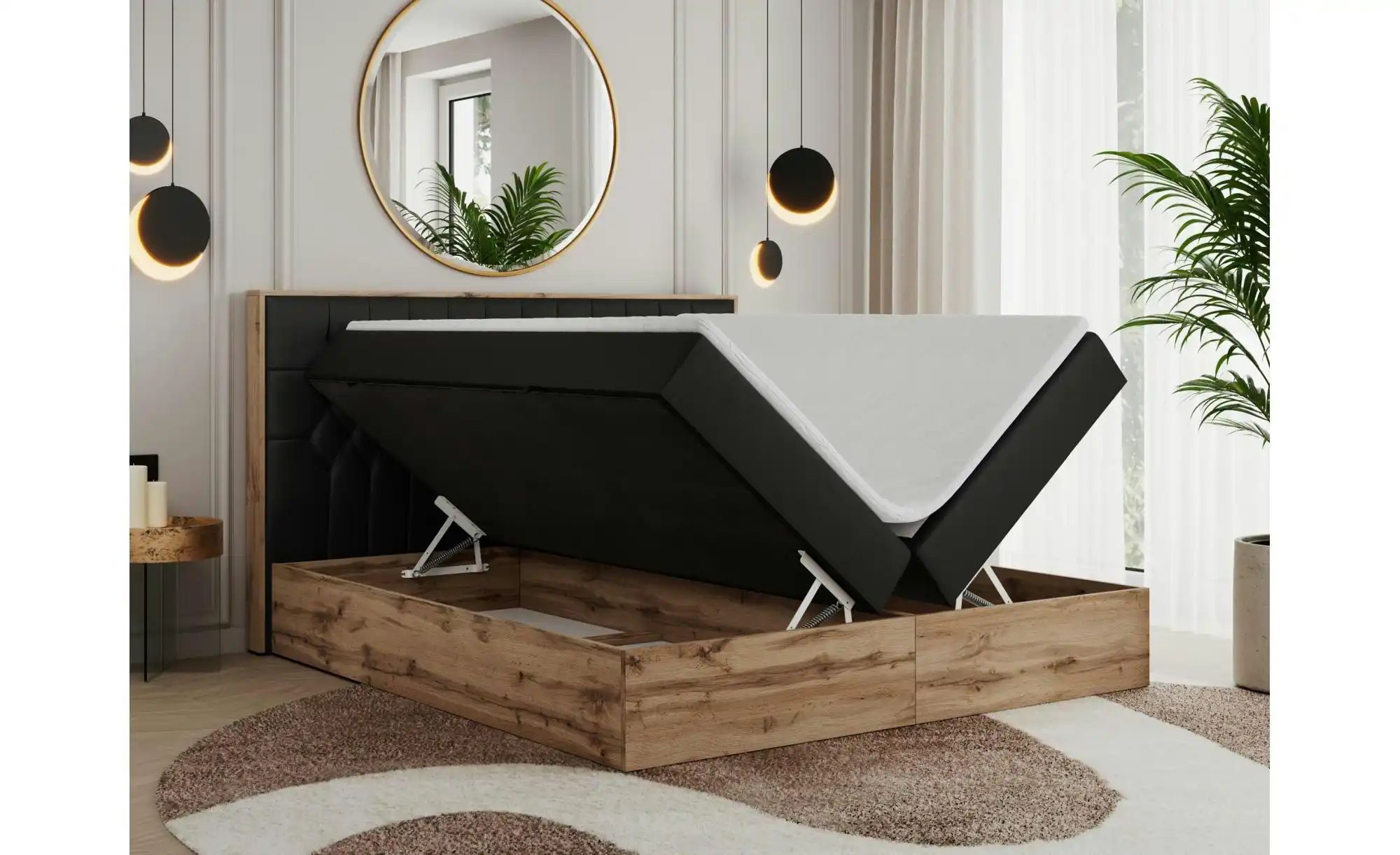 Boxbett mit Bettkasten Amore ¦ schwarz ¦ Maße (cm): B: 208 H: 115 Betten > günstig online kaufen