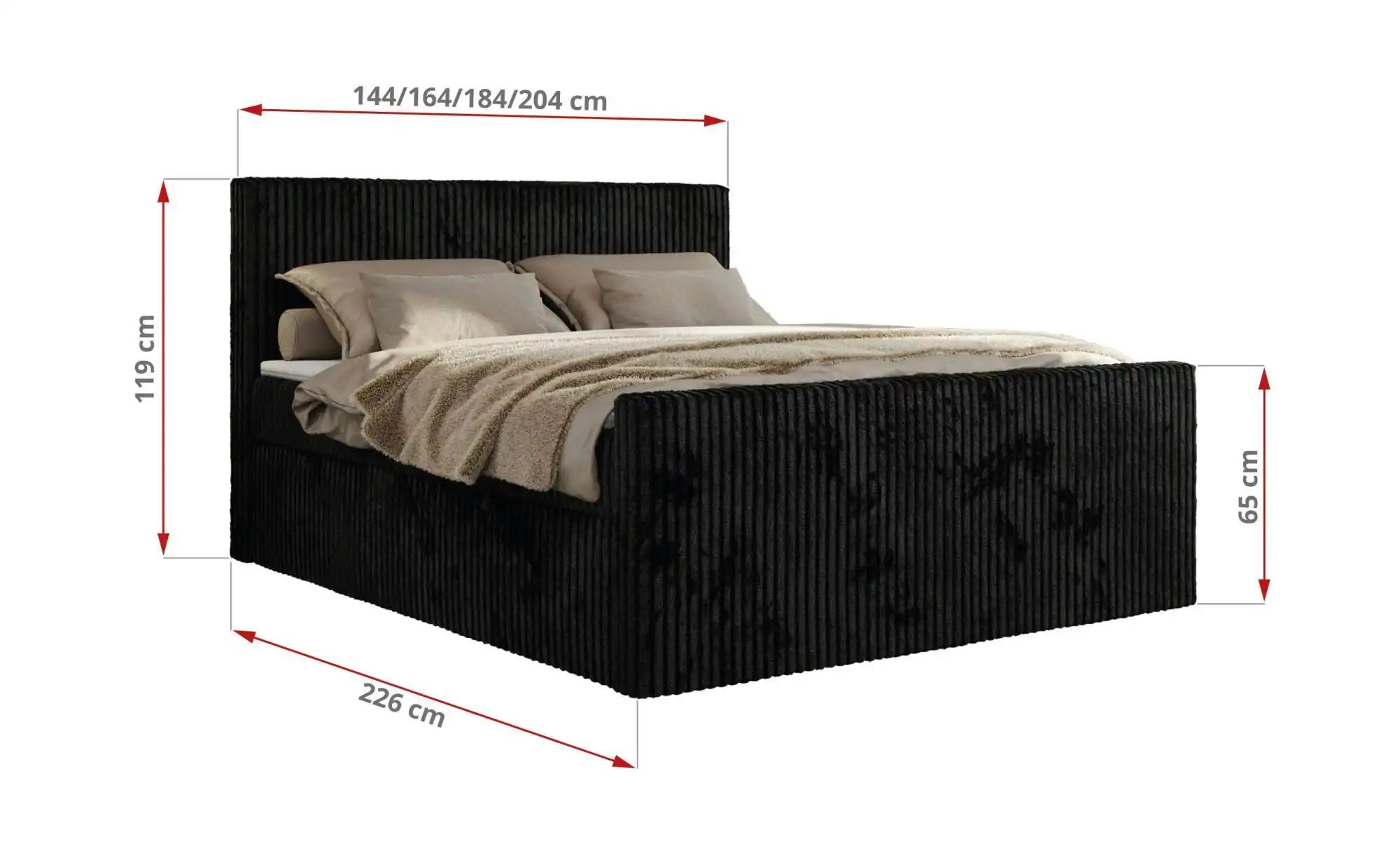 Thumbnail - Boxbett mit Bettkasten Tiliano Duo ¦ schwarz ¦ Maße (cm): B: 164 H: 119 Betten > Komfortbetten - Höffner