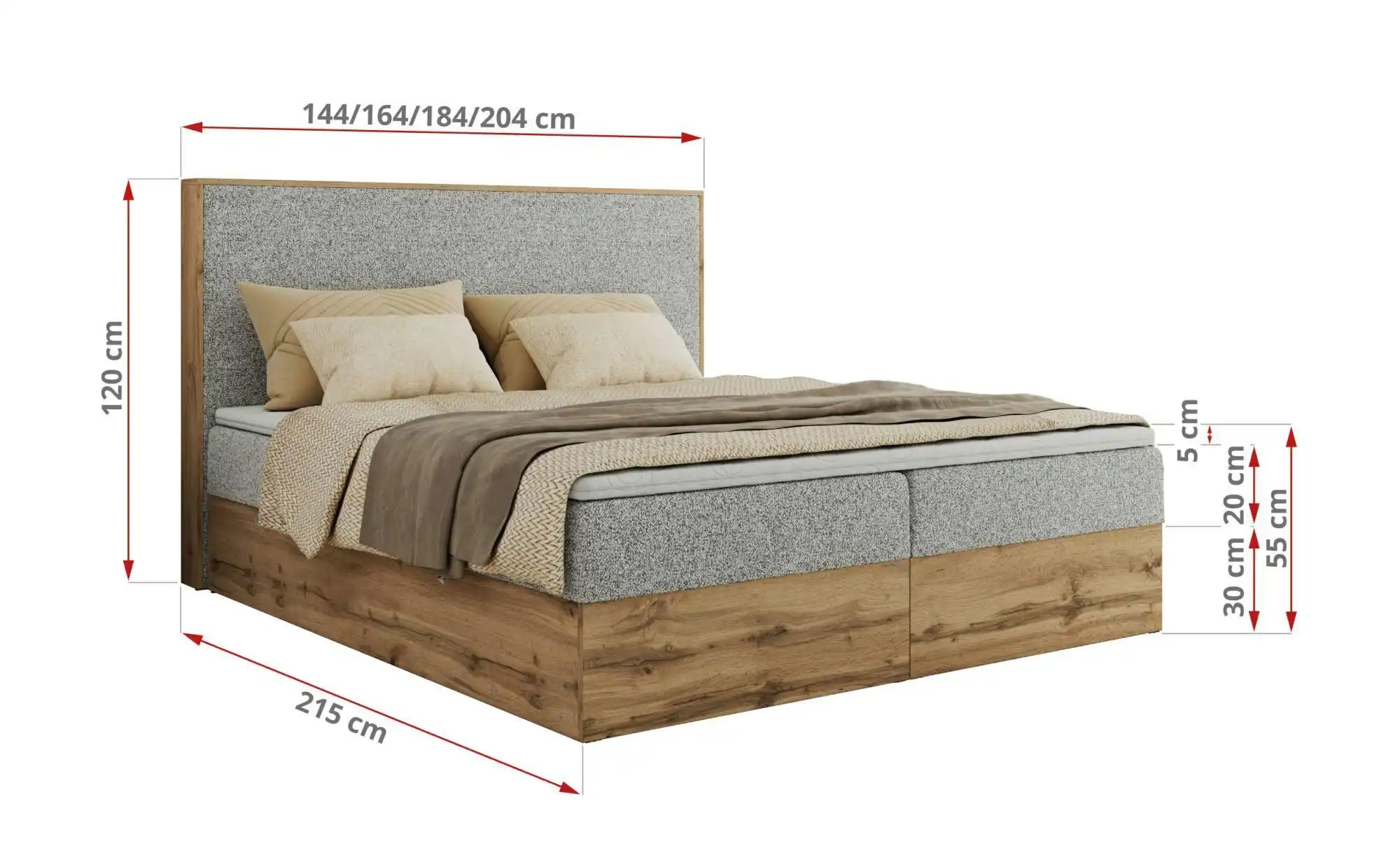 Boxbett mit Bettkasten Wood Classic ¦ grau ¦ Maße (cm): B: 184 H: 120 Bette günstig online kaufen