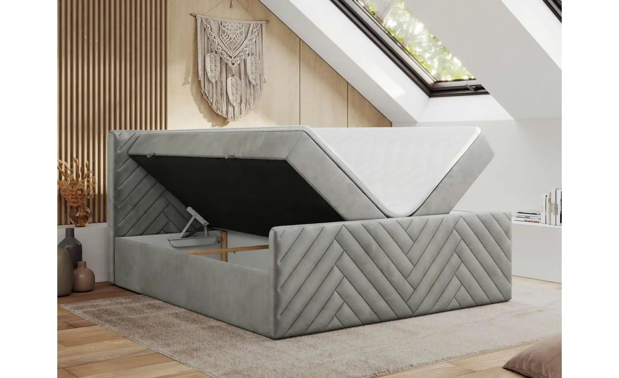 Boxbett mit Bettkasten Paris Duo ¦ grau ¦ Maße (cm): B: 161 H: 110 Betten > günstig online kaufen