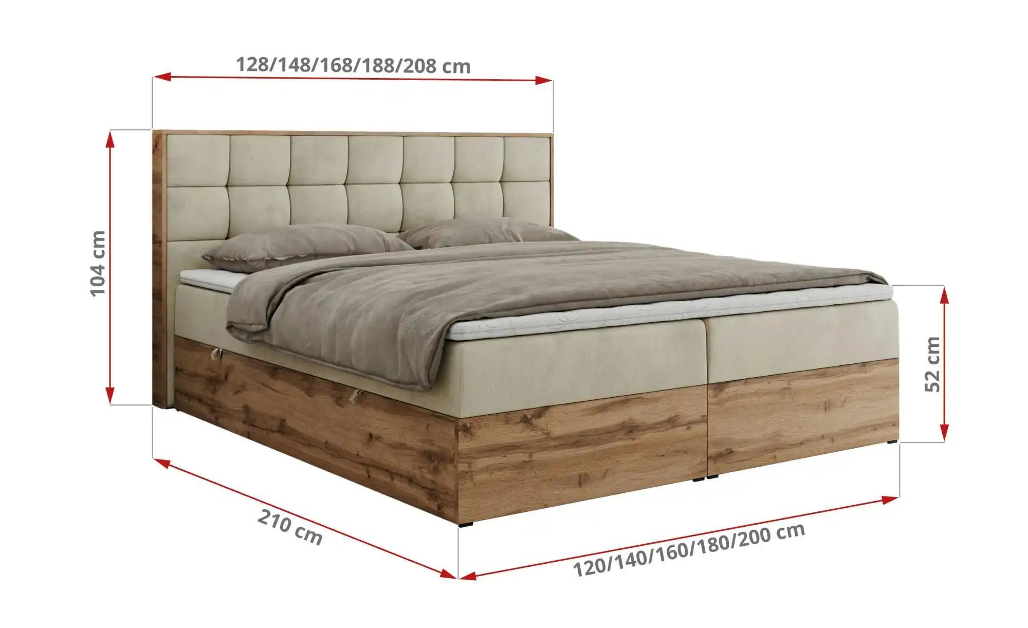 Boxbett mit Bettkasten Albero 1 ¦ beige ¦ Maße (cm): B: 188 H: 104 Betten > günstig online kaufen