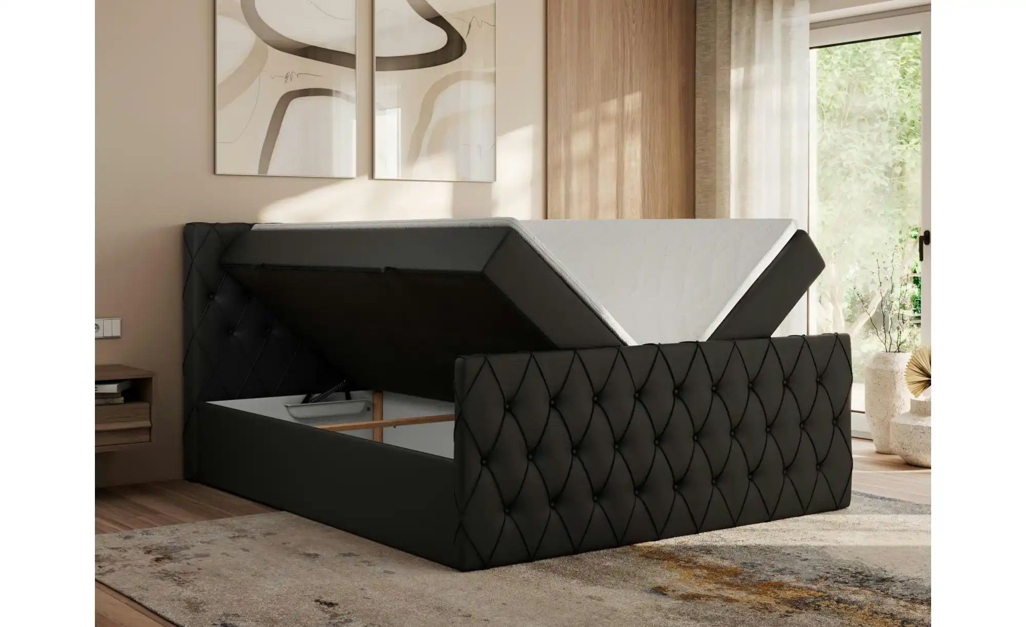 Boxbett mit Bettkasten Miren Duo ¦ schwarz ¦ Maße (cm): B: 161 H: 110 Bette günstig online kaufen