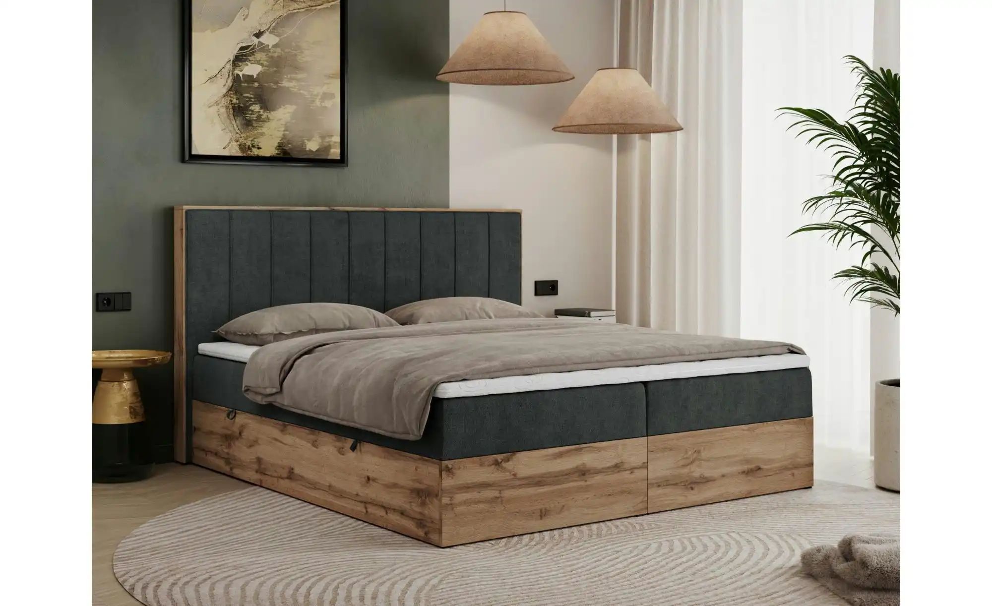 Boxbett mit Bettkasten Bellissimo ¦ grau ¦ Maße (cm): B: 148 H: 115 Betten günstig online kaufen