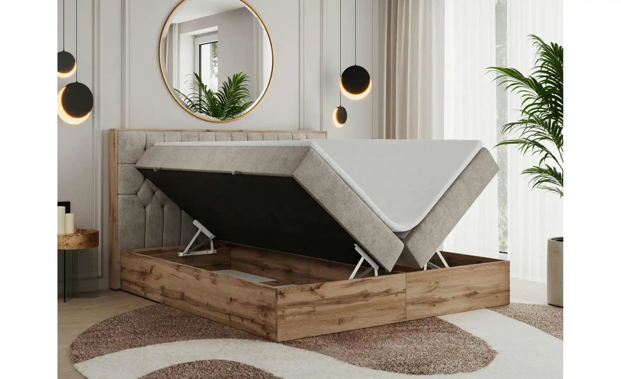 Boxbett mit Bettkasten Amore ¦ beige ¦ Maße (cm): B: 168 H: 115 Betten > Ko günstig online kaufen