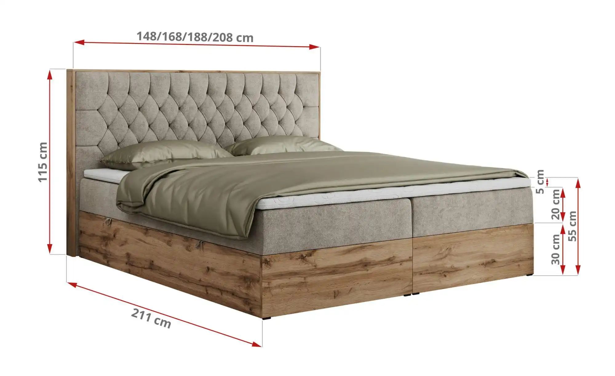 Thumbnail - Boxbett mit Bettkasten Amore ¦ beige ¦ Maße (cm): B: 168 H: 115 Betten > Komfortbetten - Höffner