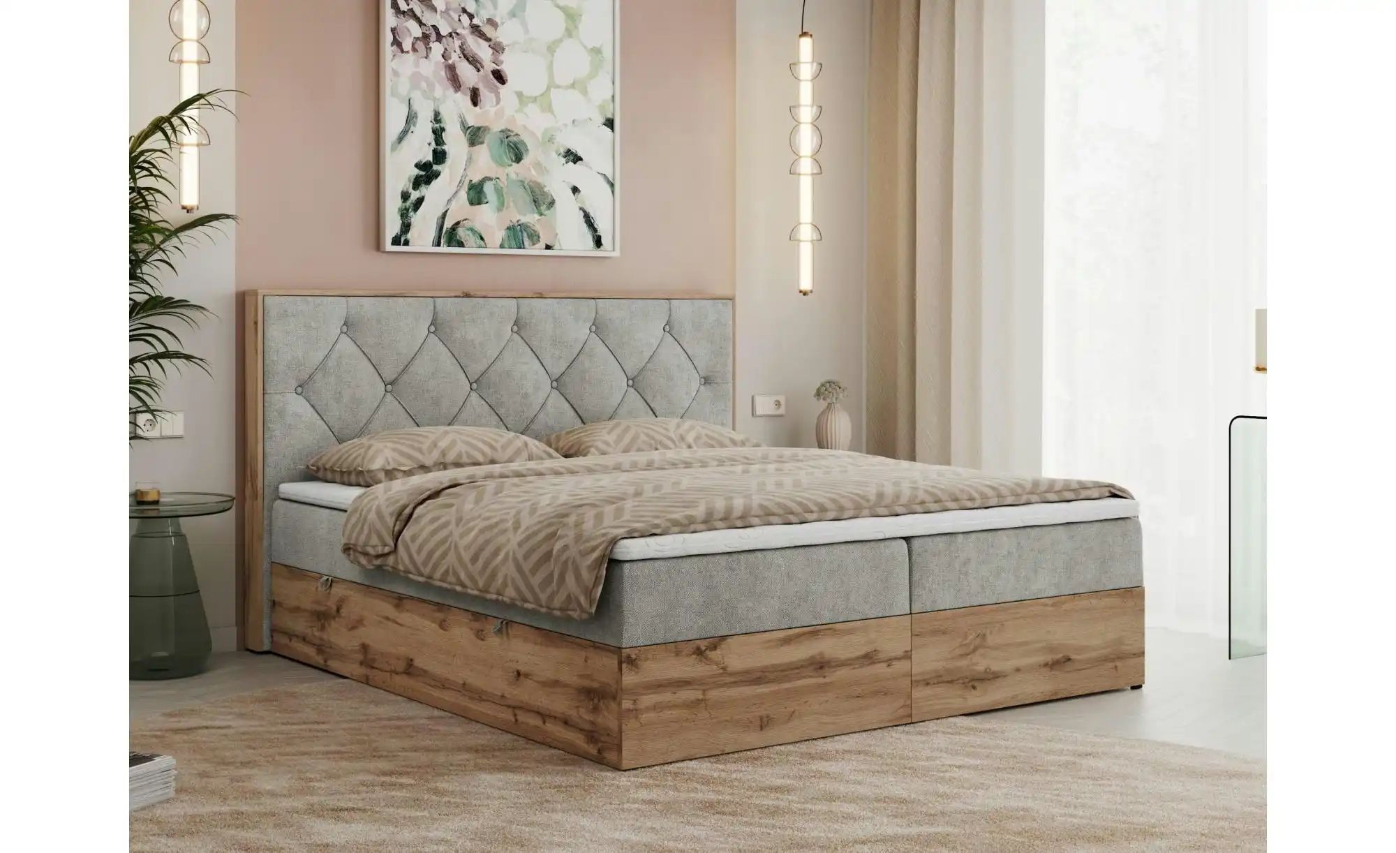 Boxbett mit Bettkasten Veneto ¦ grau ¦ Maße (cm): B: 208 H: 115 Betten > Ko günstig online kaufen