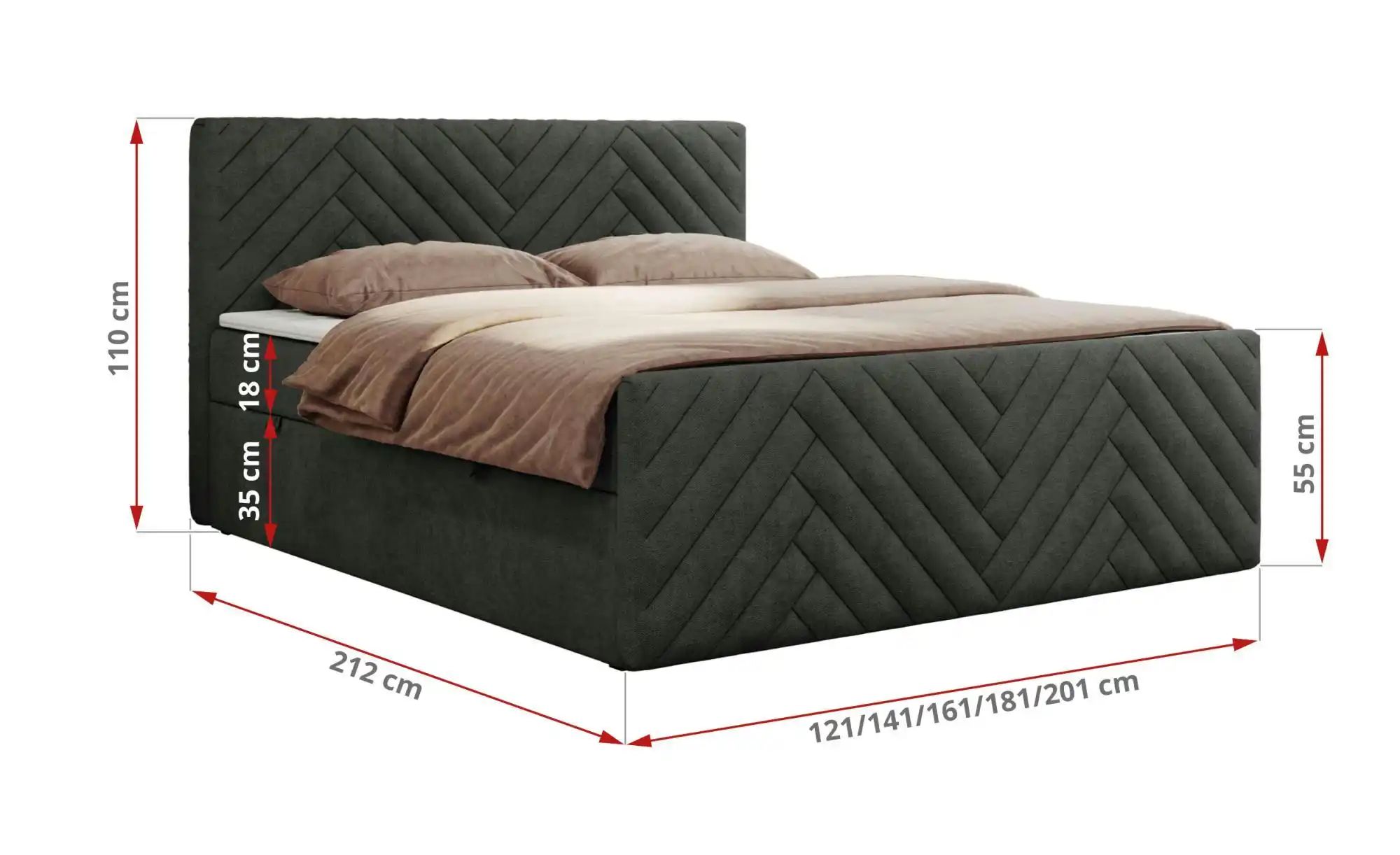 Boxbett mit Bettkasten Paris Duo ¦ grau ¦ Maße (cm): B: 161 H: 110 Betten > günstig online kaufen