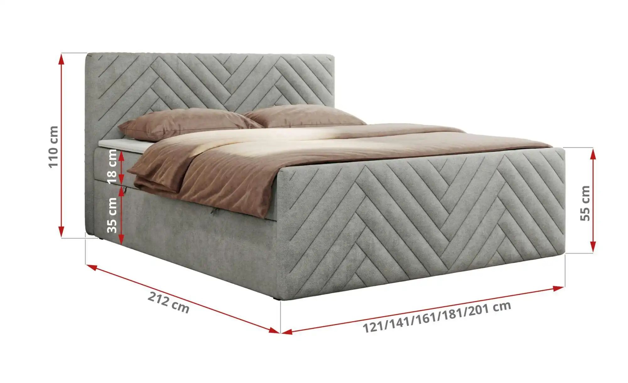 Boxbett mit Bettkasten Paris Duo ¦ grau ¦ Maße (cm): B: 141 H: 110 Betten > günstig online kaufen