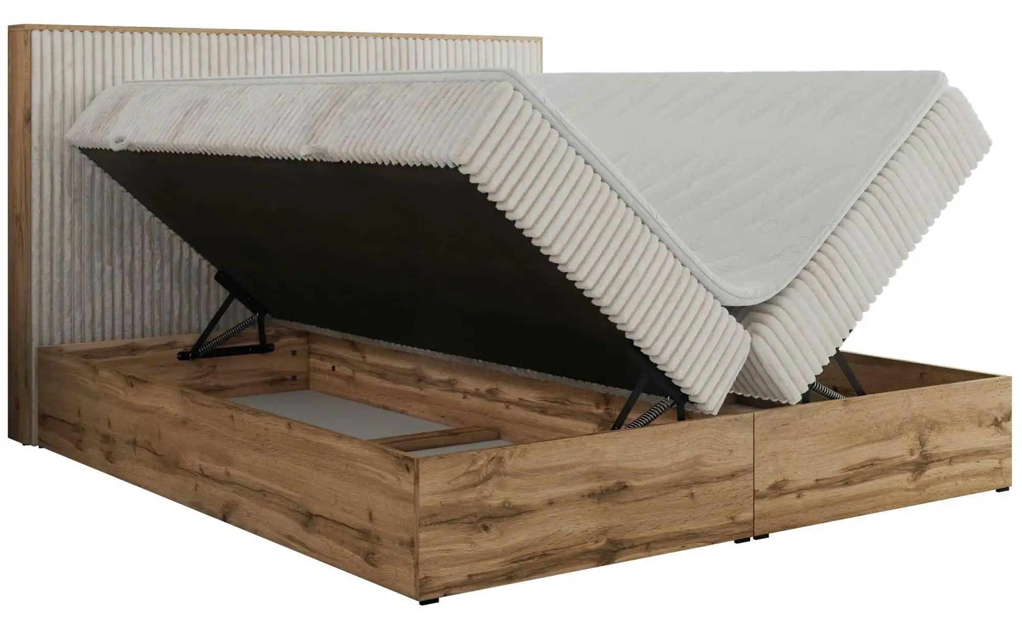 Boxbett mit Bettkasten Wood Classic ¦ beige ¦ Maße (cm): B: 184 H: 120 Bett günstig online kaufen