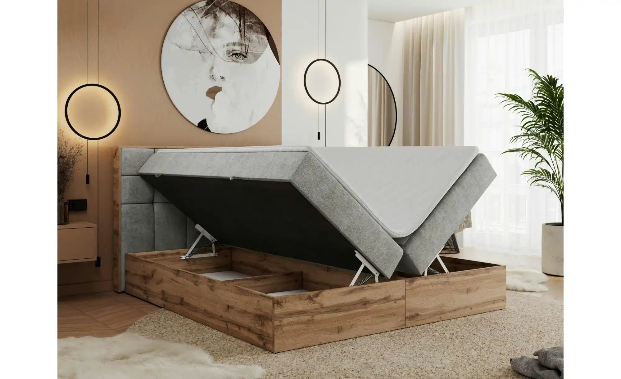Boxbett mit Bettkasten Albero 1 ¦ grau ¦ Maße (cm): B: 128 H: 104 Betten > günstig online kaufen