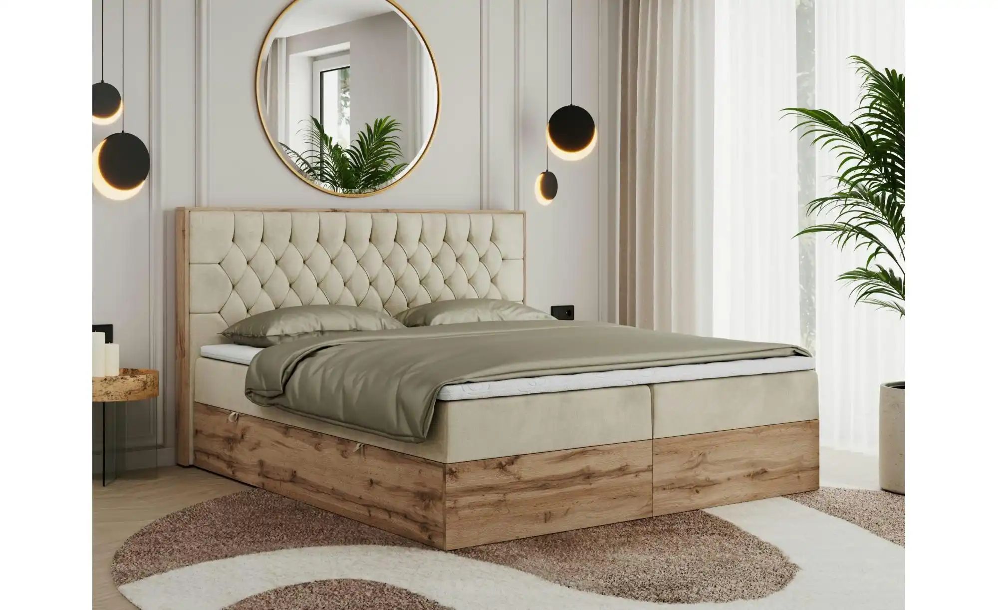 Boxbett mit Bettkasten Amore ¦ beige ¦ Maße (cm): B: 188 H: 115 Betten > Ko günstig online kaufen