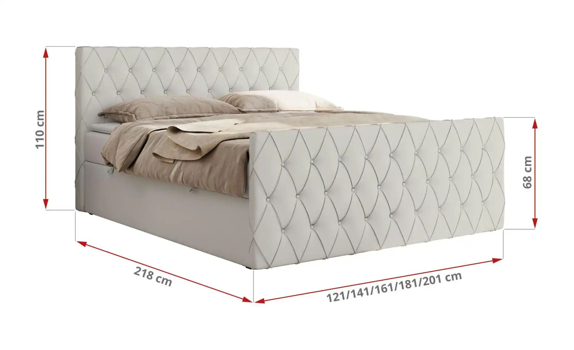 Boxspringbett mit Bettkasten Miren Duo ¦ weiß ¦ Maße (cm): B: 161 H: 110 Be günstig online kaufen