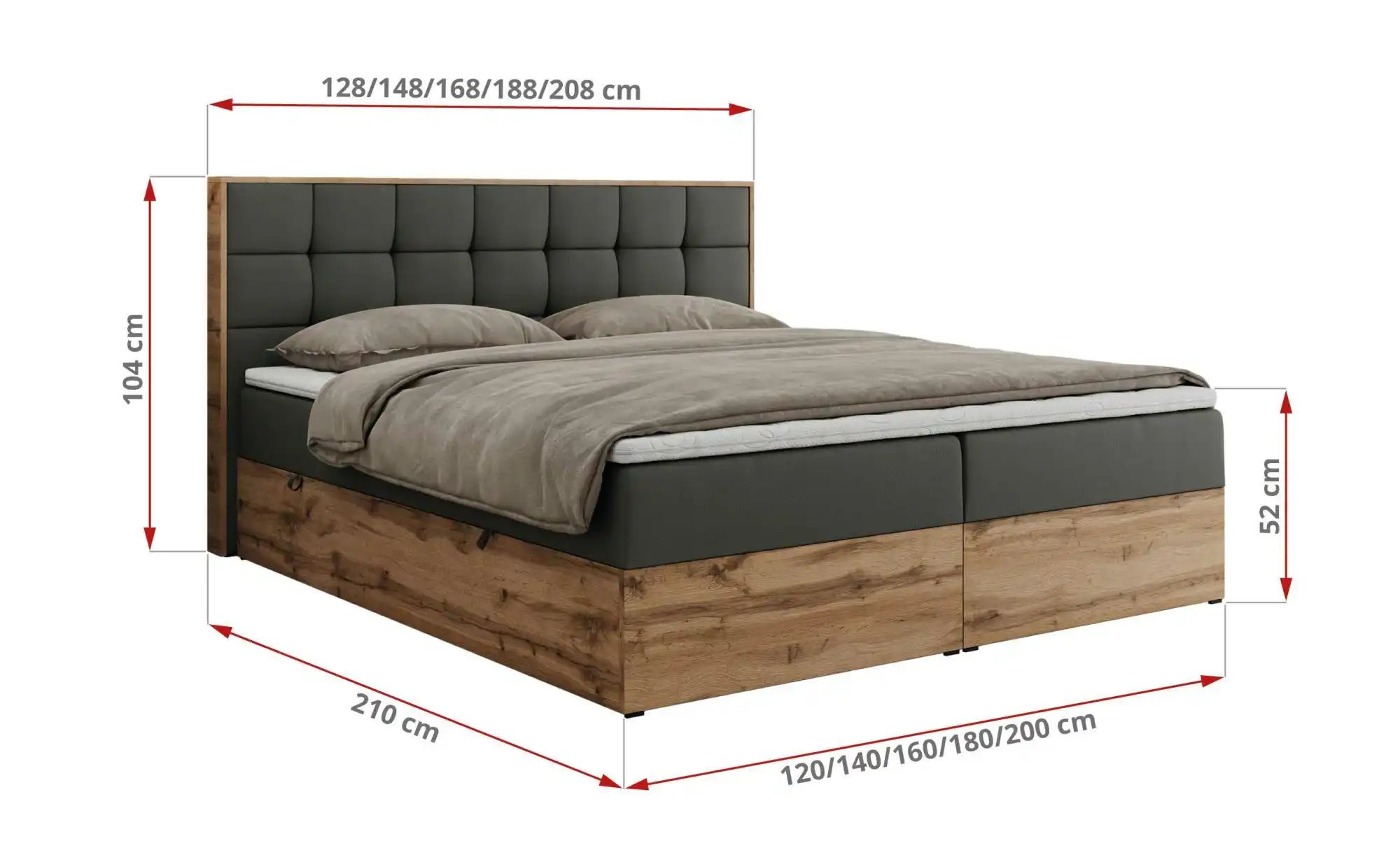 Boxbett mit Bettkasten Albero 1 ¦ grau ¦ Maße (cm): B: 188 H: 104 Betten > günstig online kaufen