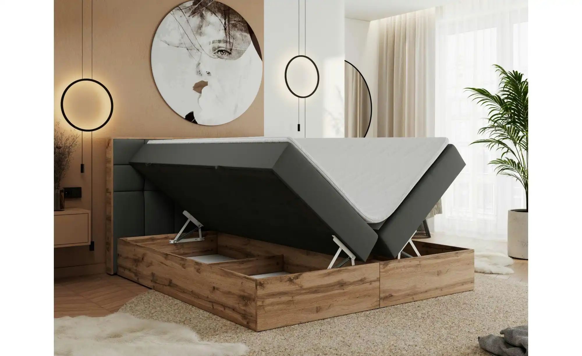 Thumbnail - Boxbett mit Bettkasten Albero 1 ¦ grau ¦ Maße (cm): B: 188 H: 104 Betten > Komfortbetten - Höffner