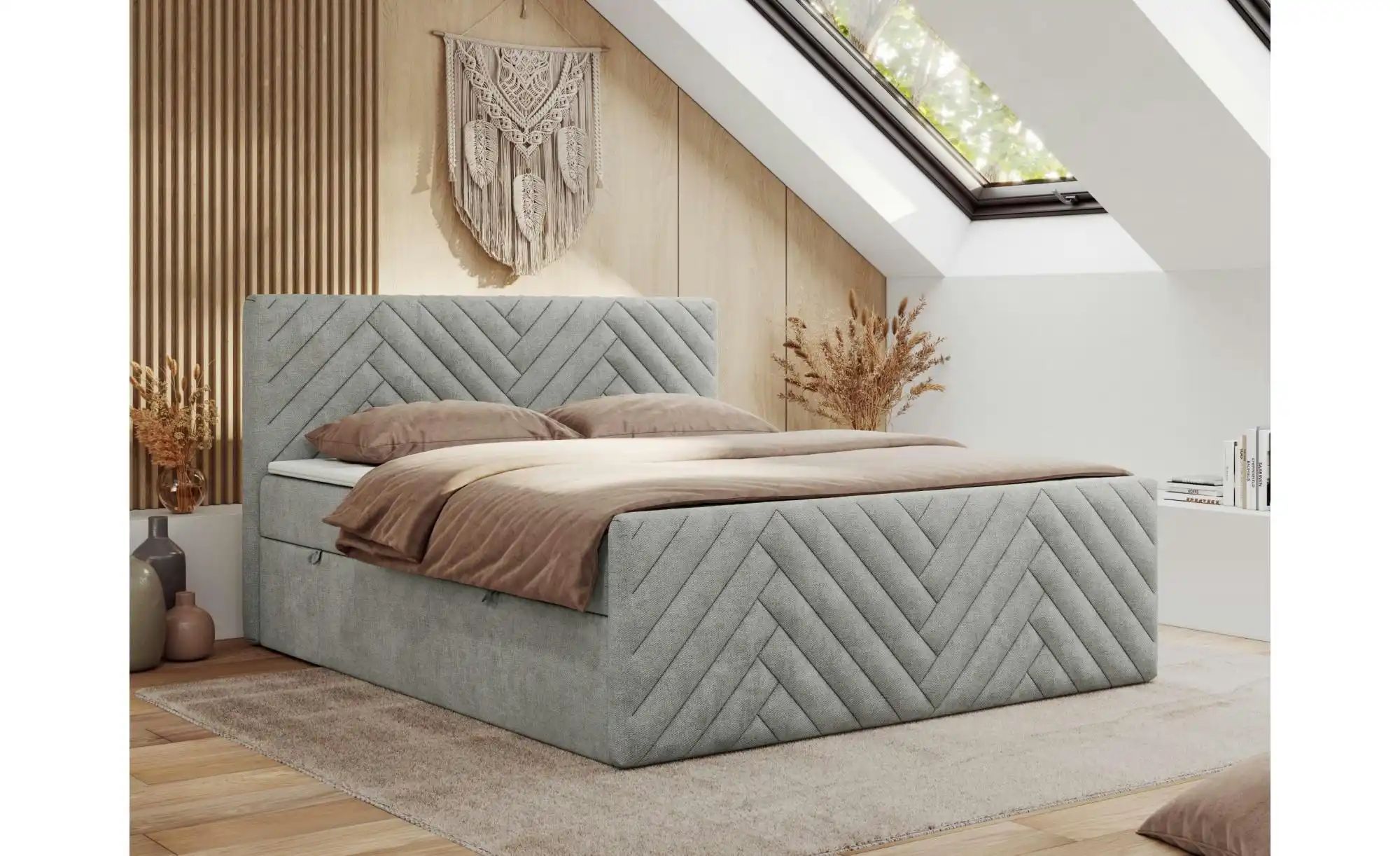 Thumbnail - Boxbett mit Bettkasten Paris Duo ¦ grau ¦ Maße (cm): B: 121 H: 110 Betten > Komfortbetten - Höffner