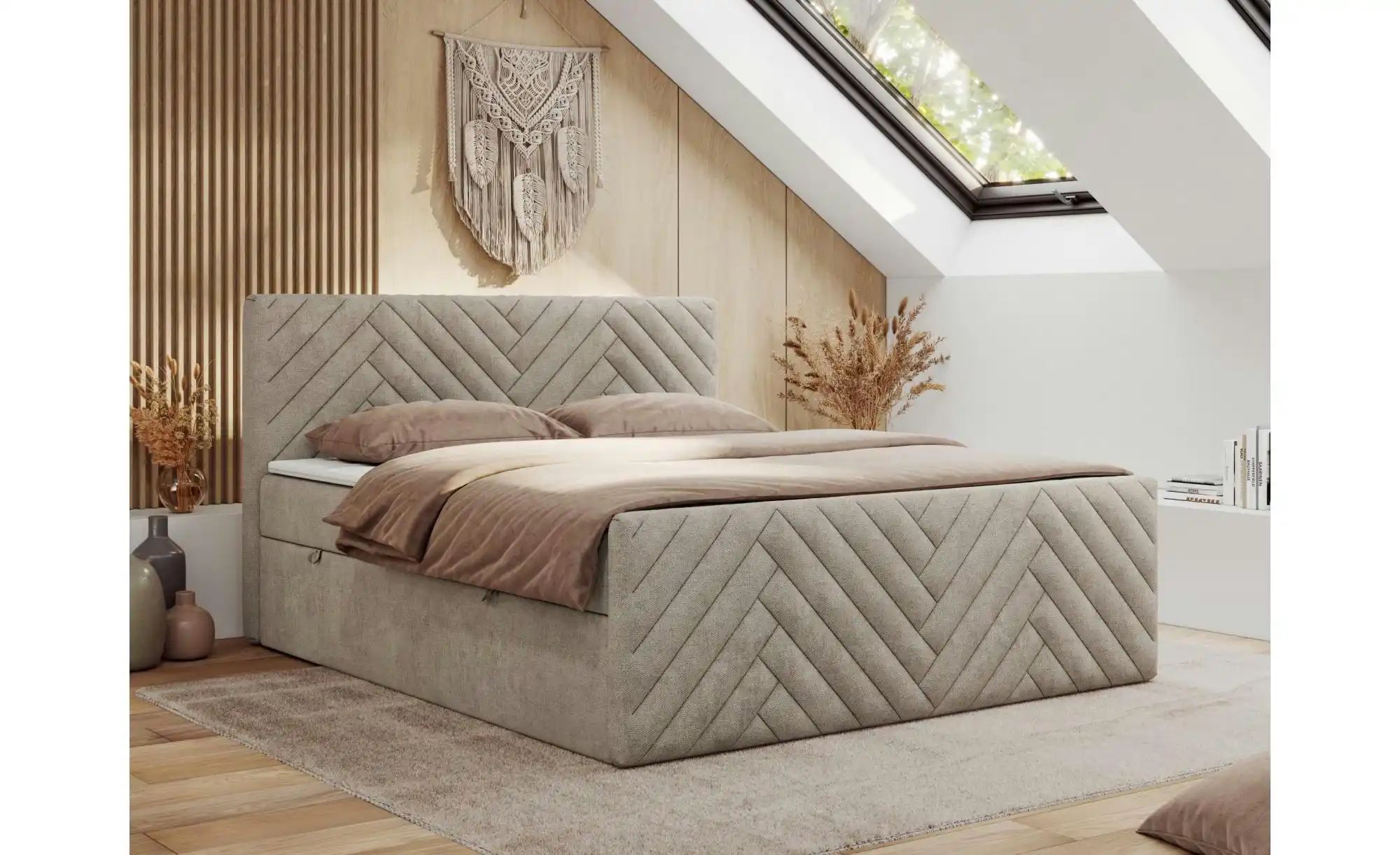 Boxbett mit Bettkasten Paris Duo ¦ beige ¦ Maße (cm): B: 161 H: 110 Betten günstig online kaufen