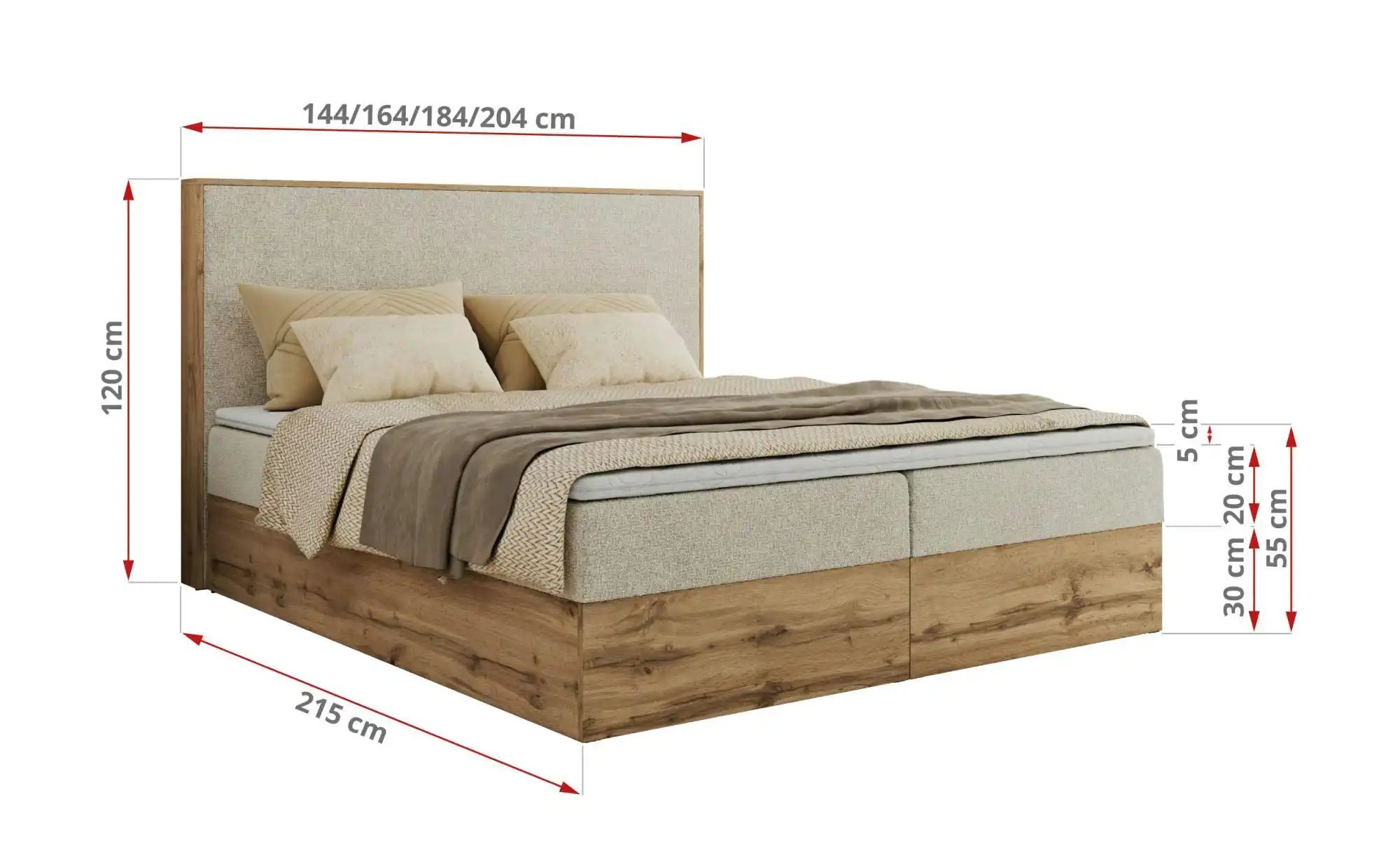 Thumbnail - Boxbett mit Bettkasten Wood Classic ¦ creme ¦ Maße (cm): B: 164 H: 120 Betten > Komfortbetten - Höffner