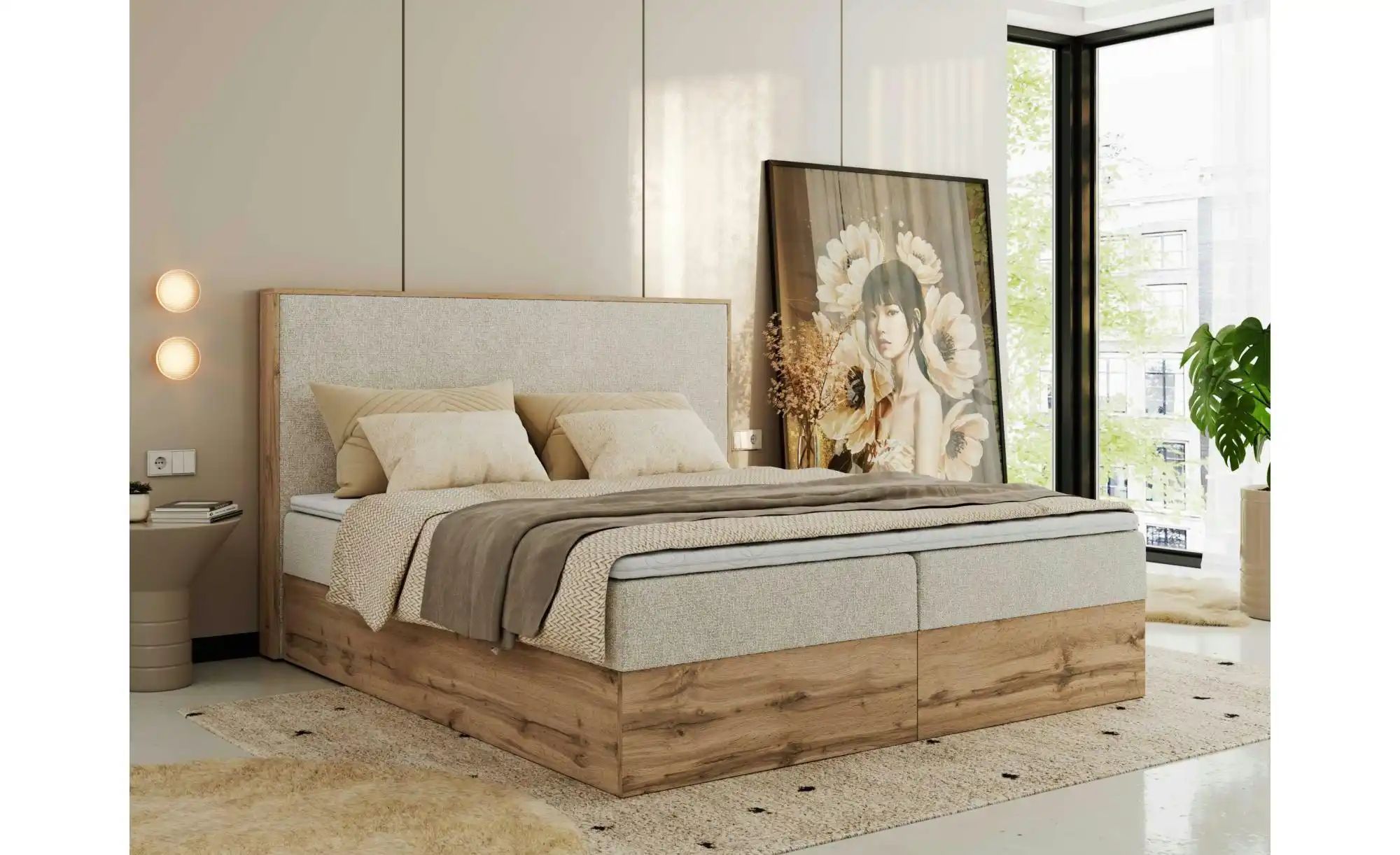 Thumbnail - Boxbett mit Bettkasten Wood Classic ¦ creme ¦ Maße (cm): B: 164 H: 120 Betten > Komfortbetten - Höffner