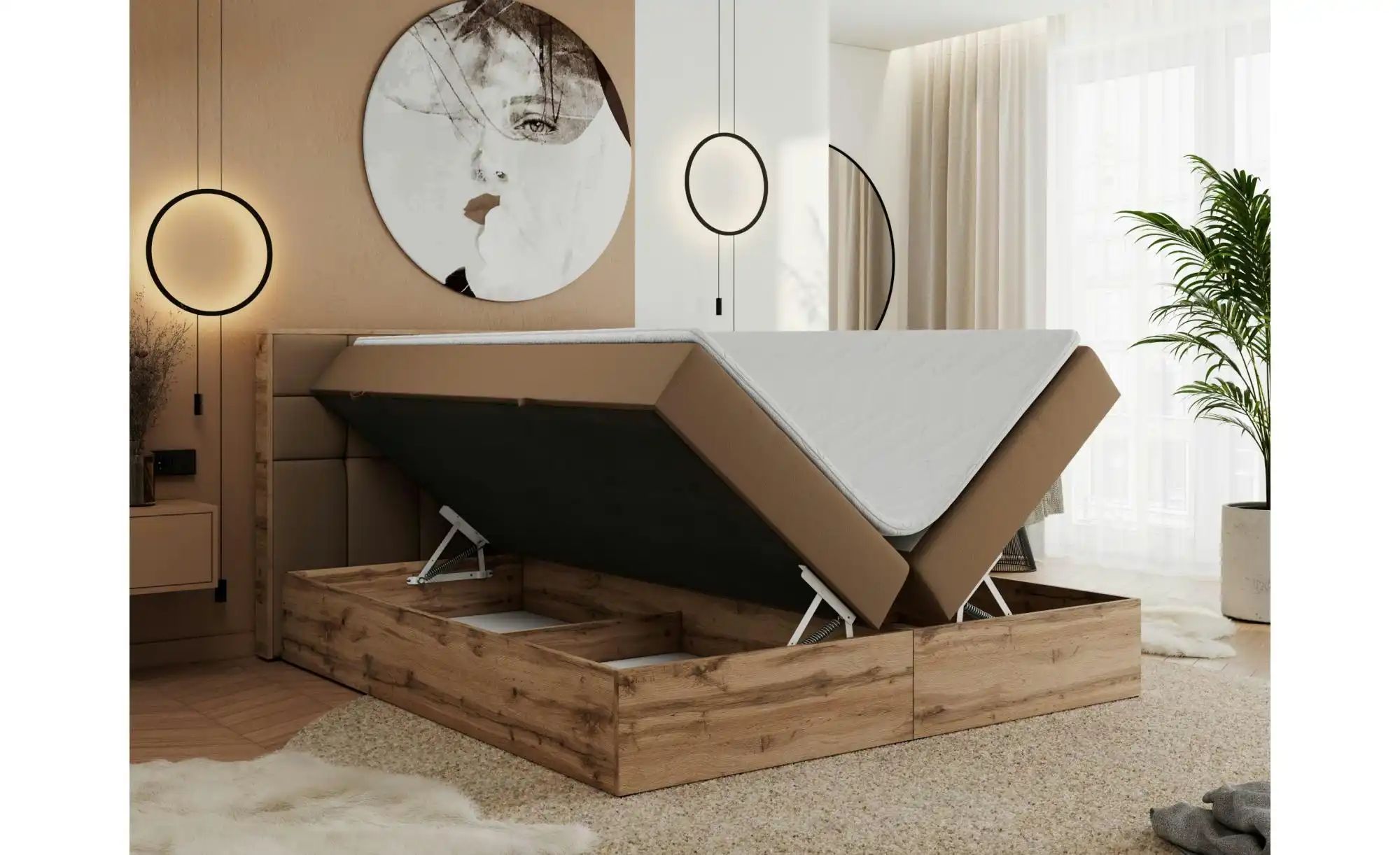 Thumbnail - Boxbett mit Bettkasten Albero 1 ¦ braun ¦ Maße (cm): B: 128 H: 104 Betten > Komfortbetten - Höffner