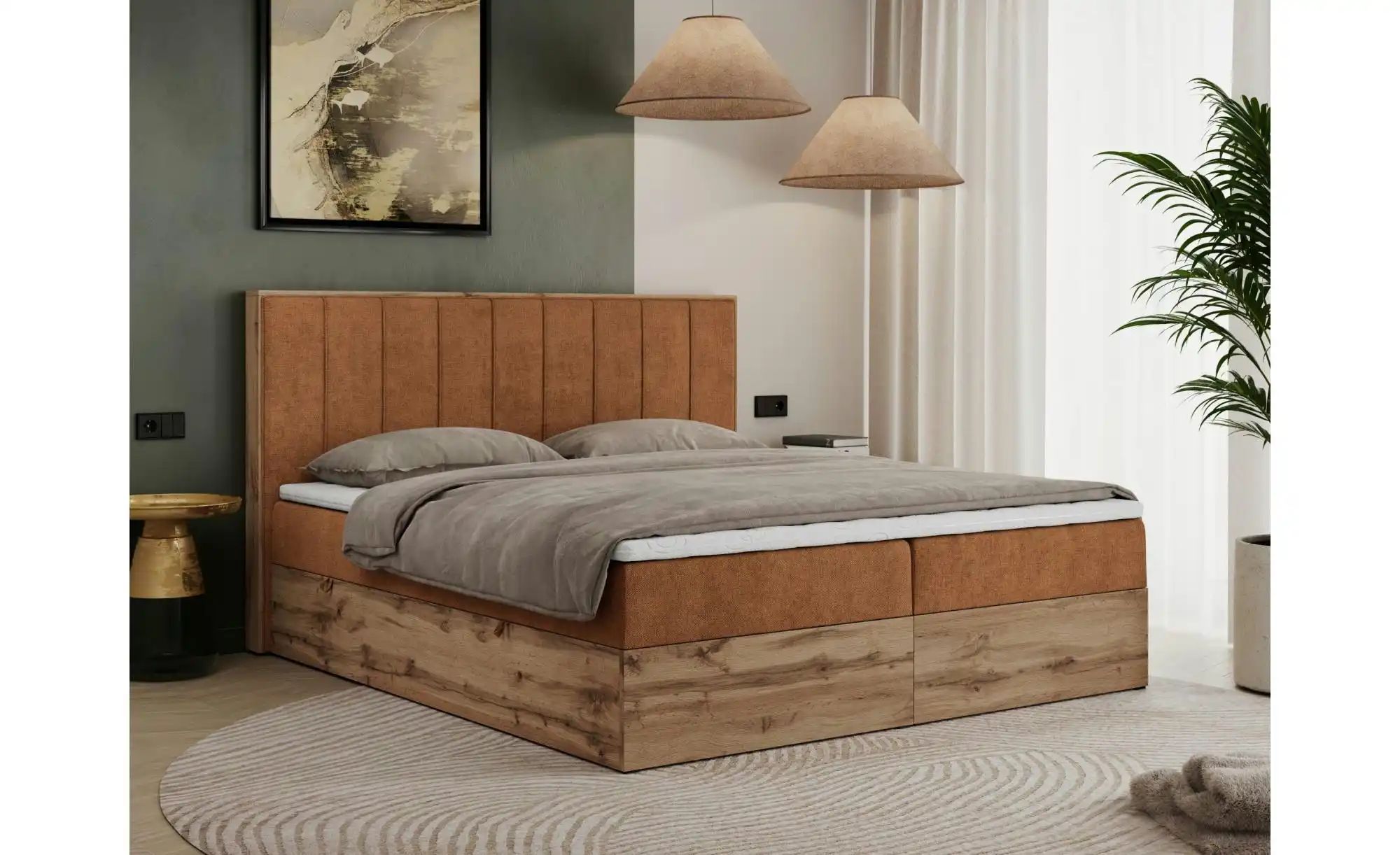 Boxbett mit Bettkasten Bellissimo ¦ orange ¦ Maße (cm): B: 208 H: 115 Bette günstig online kaufen