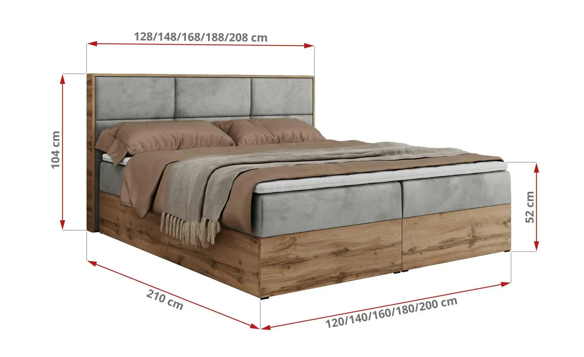 Boxbett mit Bettkasten Albero 2 ¦ grau ¦ Maße (cm): B: 148 H: 104 Betten > günstig online kaufen