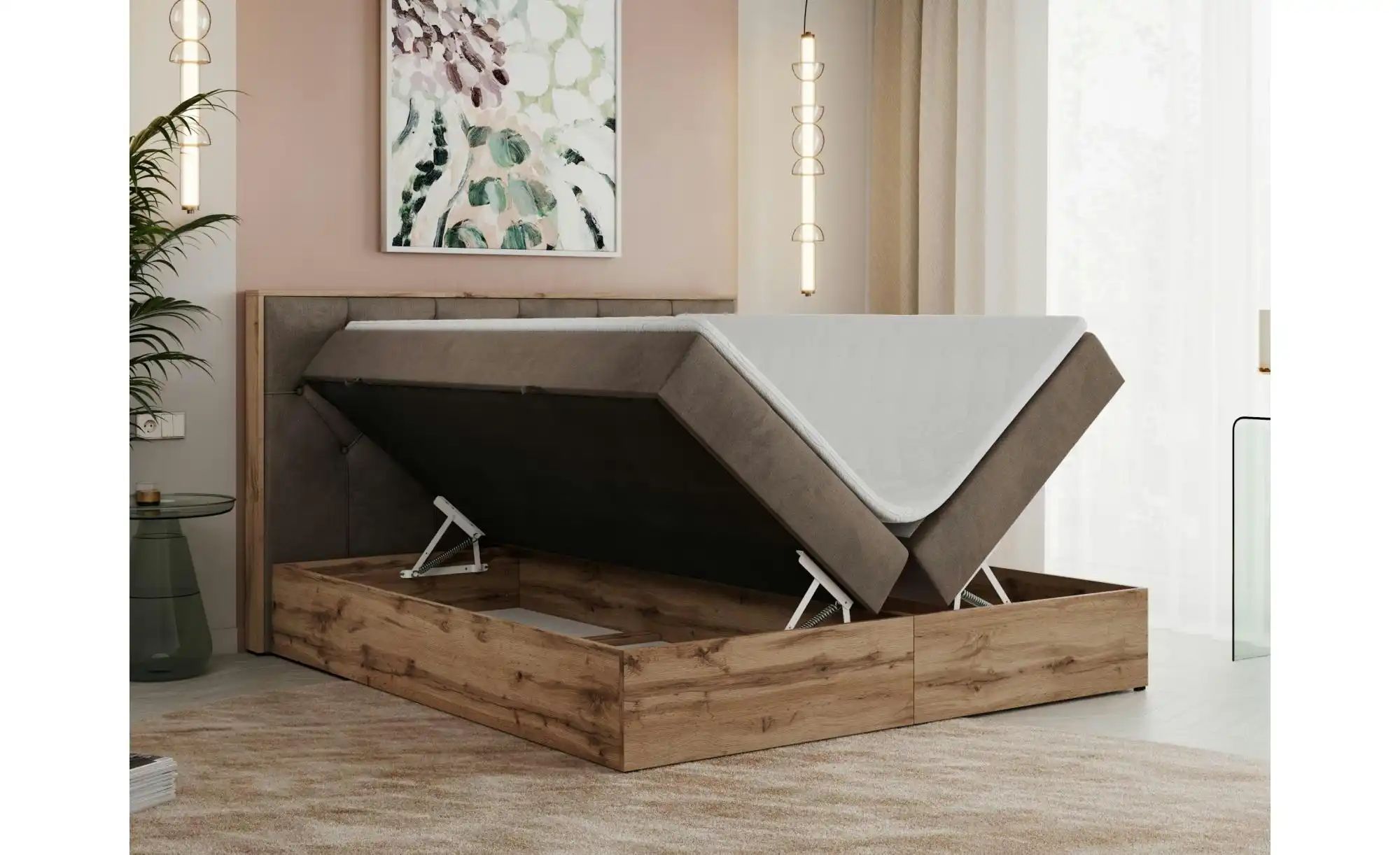 Boxbett mit Bettkasten Veneto ¦ braun ¦ Maße (cm): B: 188 H: 115 Betten > K günstig online kaufen