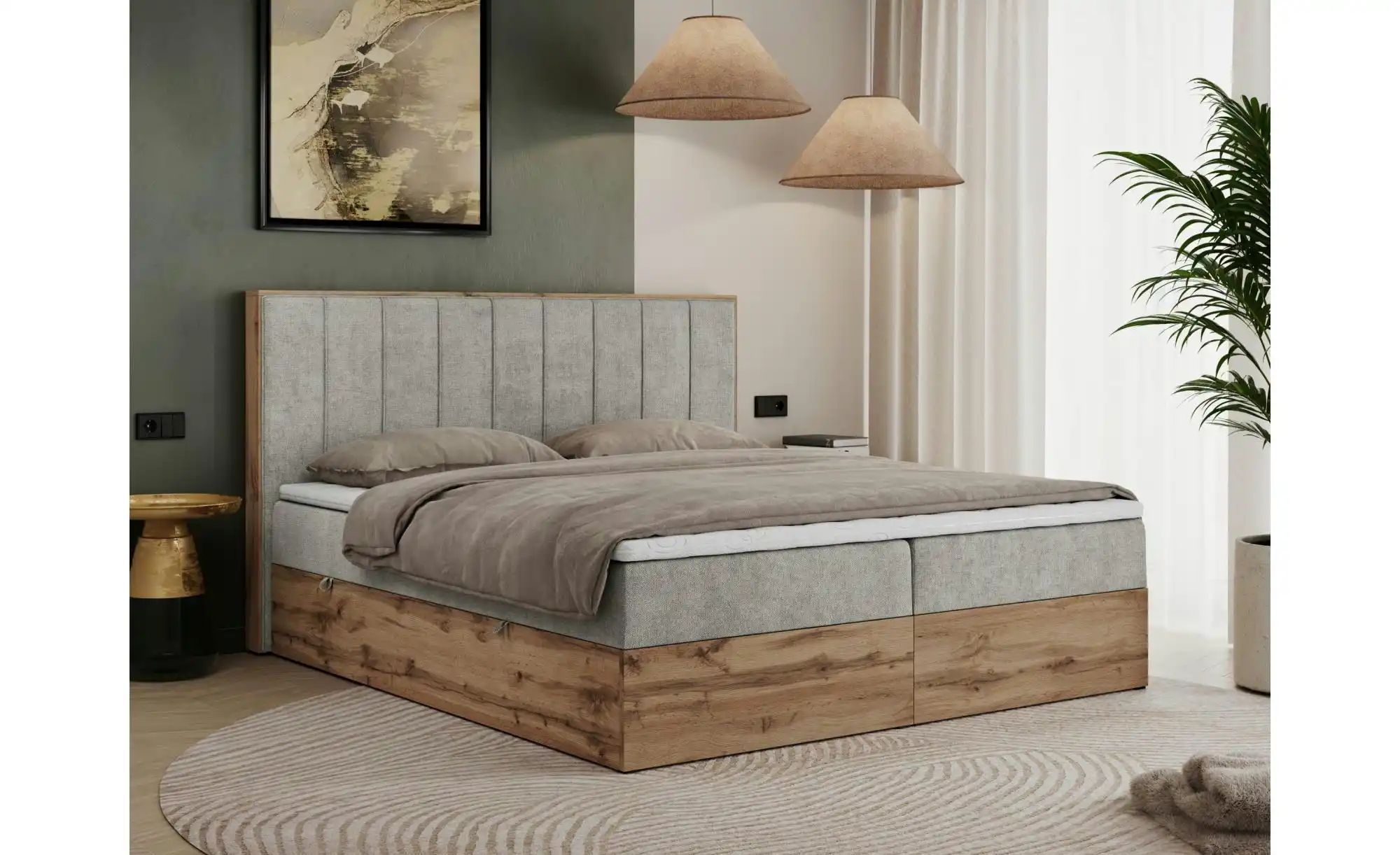 Boxbett mit Bettkasten Bellissimo ¦ grau ¦ Maße (cm): B: 188 H: 115 Betten günstig online kaufen