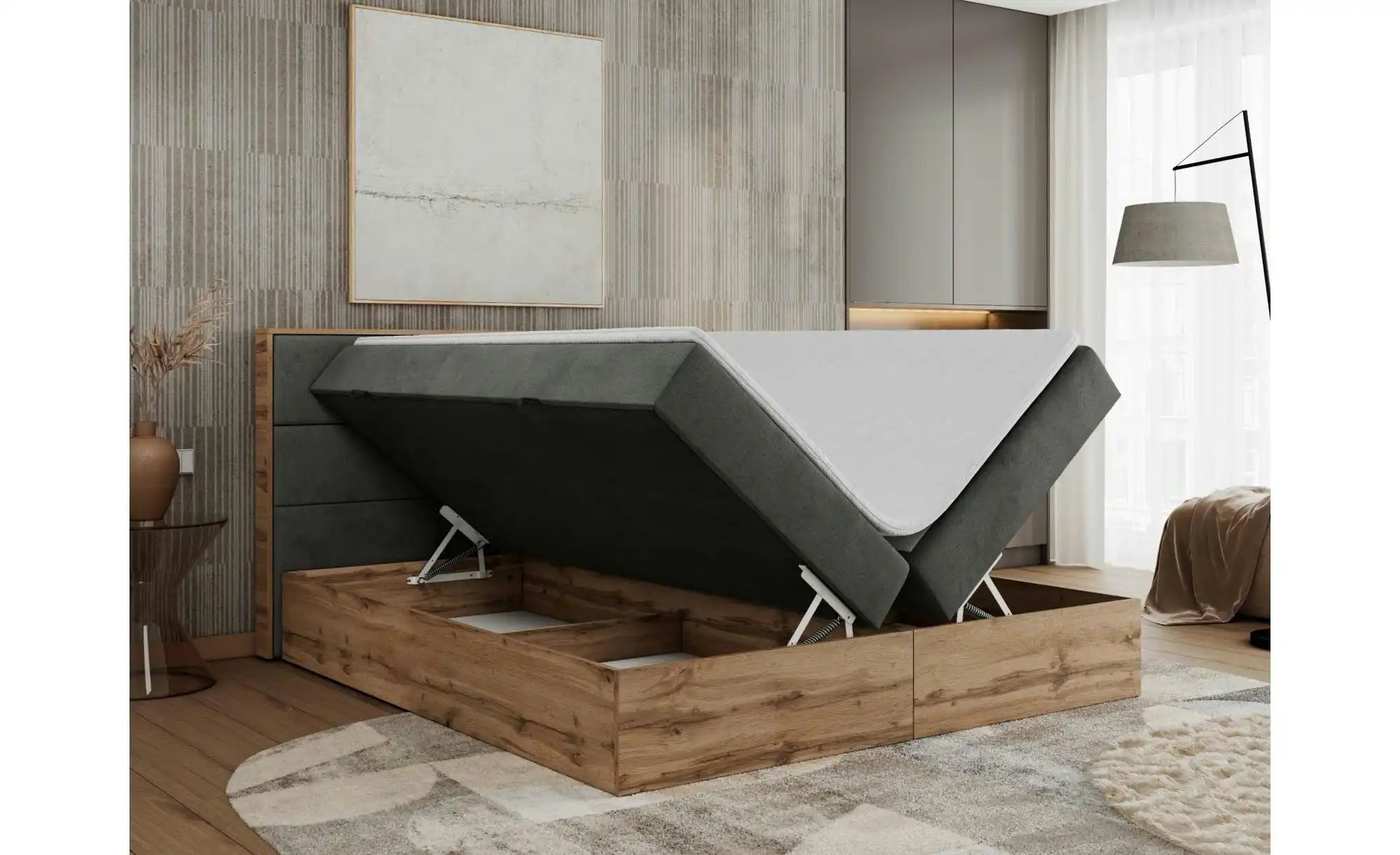 Thumbnail - Boxbett mit Bettkasten Albero 2 ¦ grau ¦ Maße (cm): B: 168 H: 104 Betten > Komfortbetten - Höffner