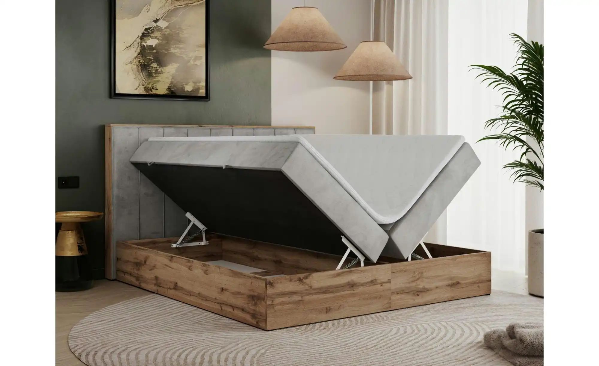 Boxbett mit Bettkasten Bellissimo ¦ grau ¦ Maße (cm): B: 168 H: 115 Betten günstig online kaufen