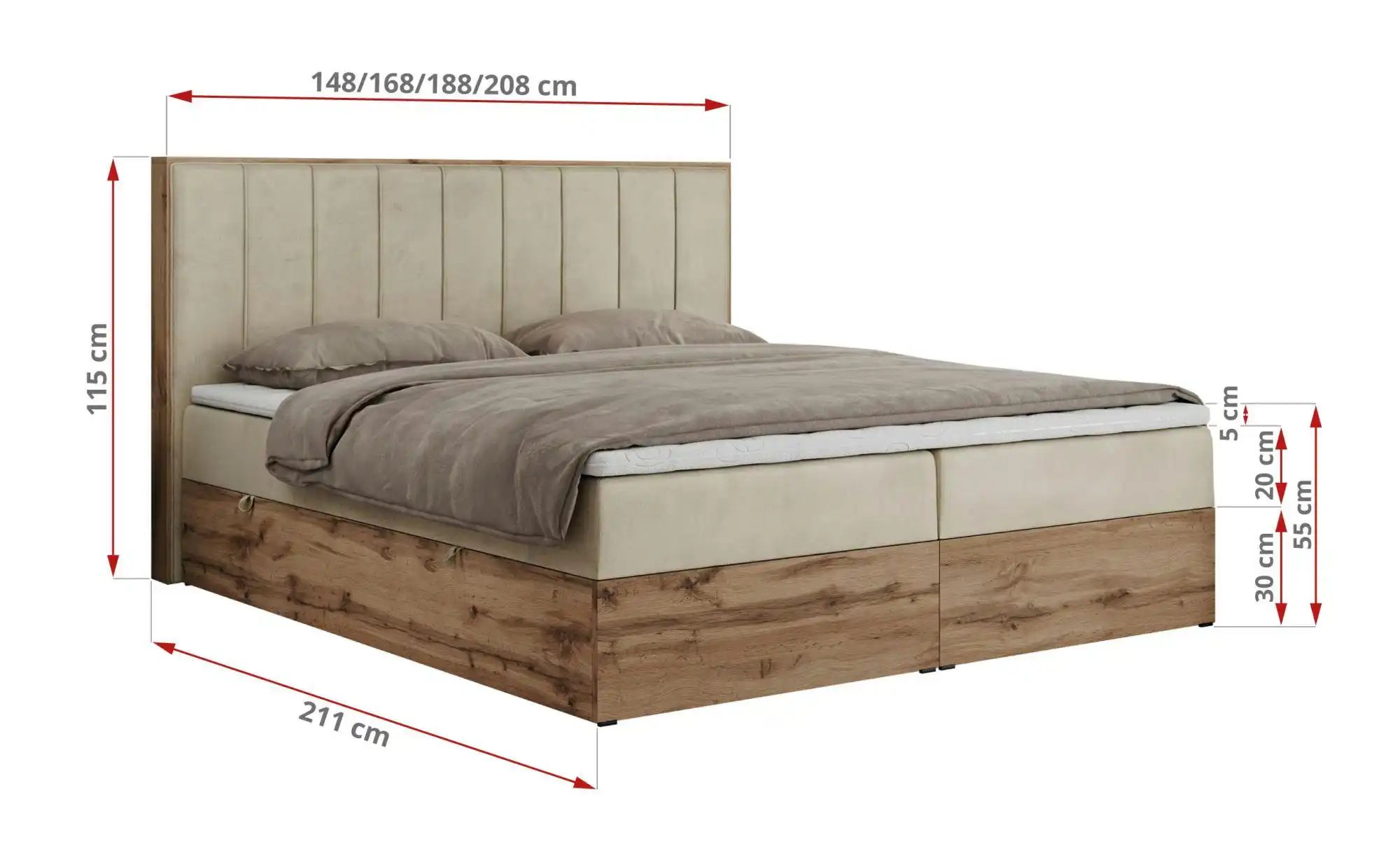 Boxbett mit Bettkasten Bellissimo ¦ beige ¦ Maße (cm): B: 148 H: 115 Betten günstig online kaufen