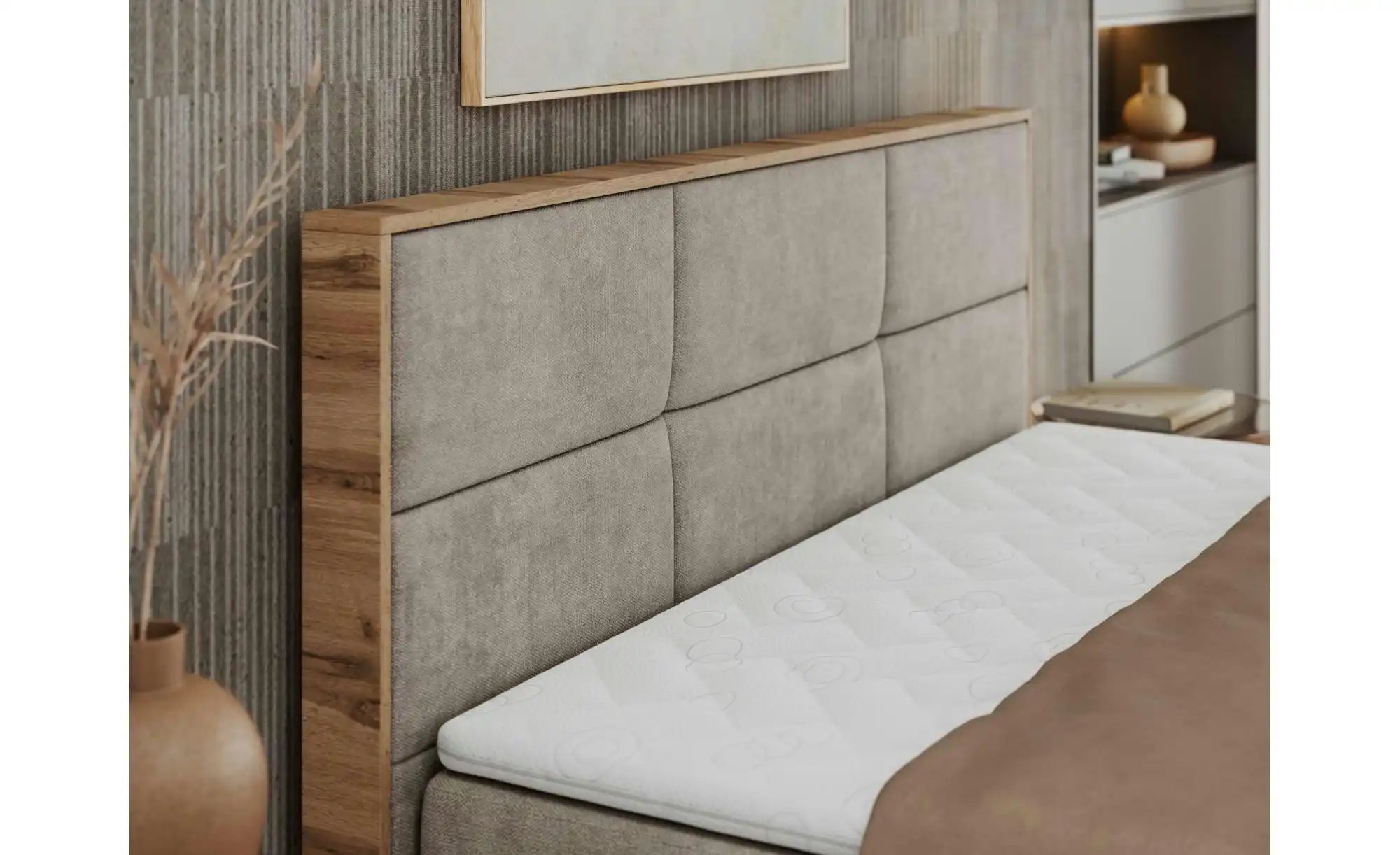 Thumbnail - Boxbett mit Bettkasten Albero 2 ¦ beige ¦ Maße (cm): B: 208 H: 104 Betten > Komfortbetten - Höffner