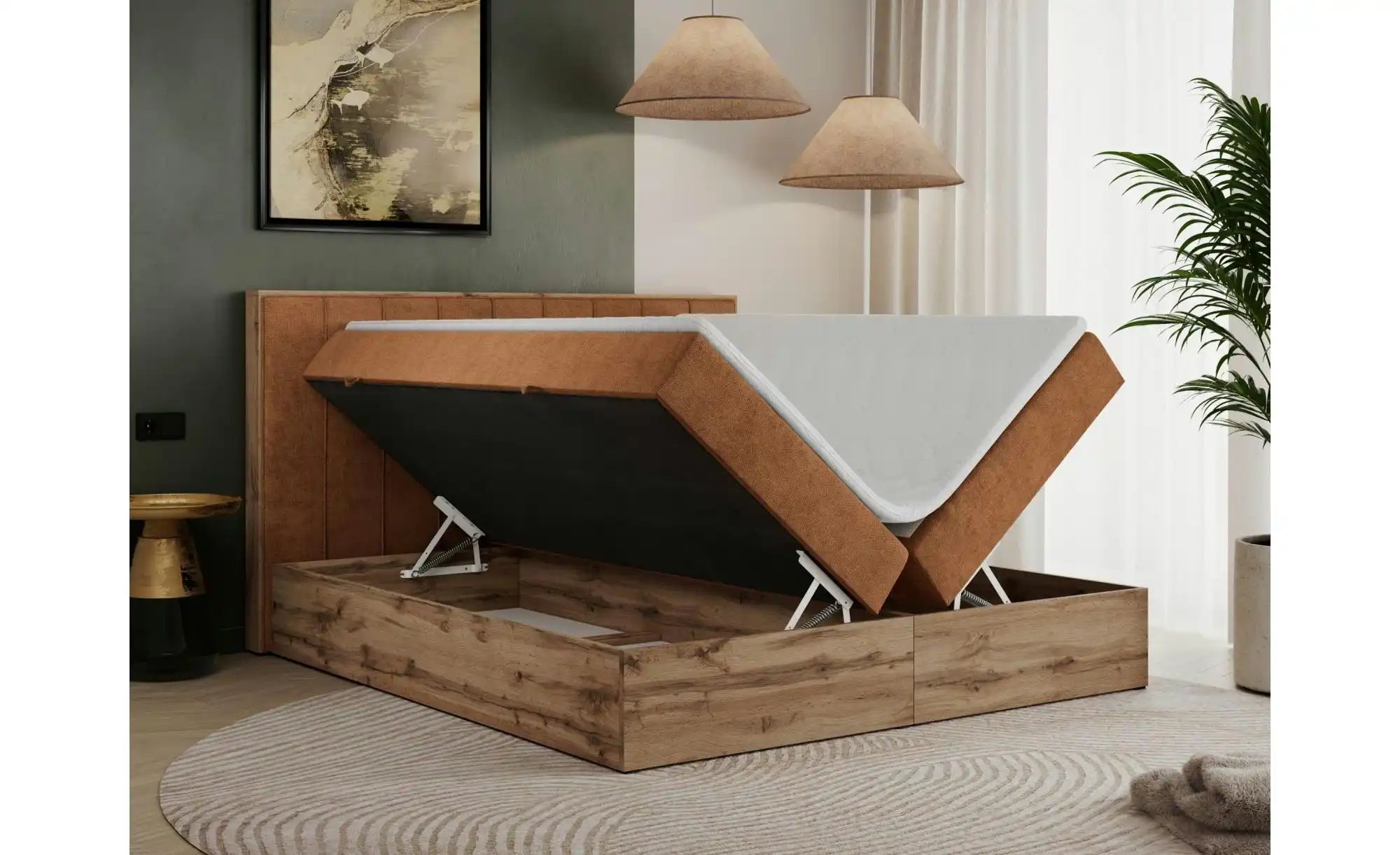 Boxbett mit Bettkasten Bellissimo ¦ orange ¦ Maße (cm): B: 208 H: 115 Bette günstig online kaufen