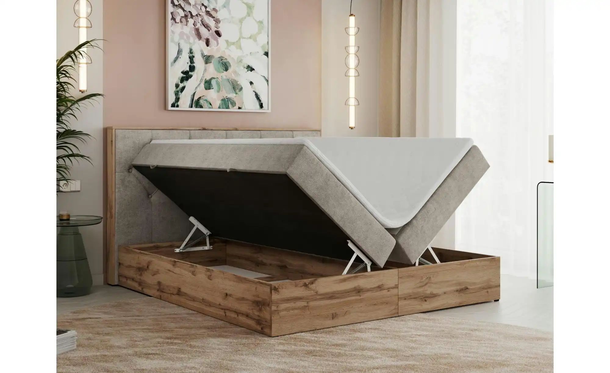 Thumbnail - Boxbett mit Bettkasten Veneto ¦ beige ¦ Maße (cm): B: 148 H: 115 Betten > Komfortbetten - Höffner