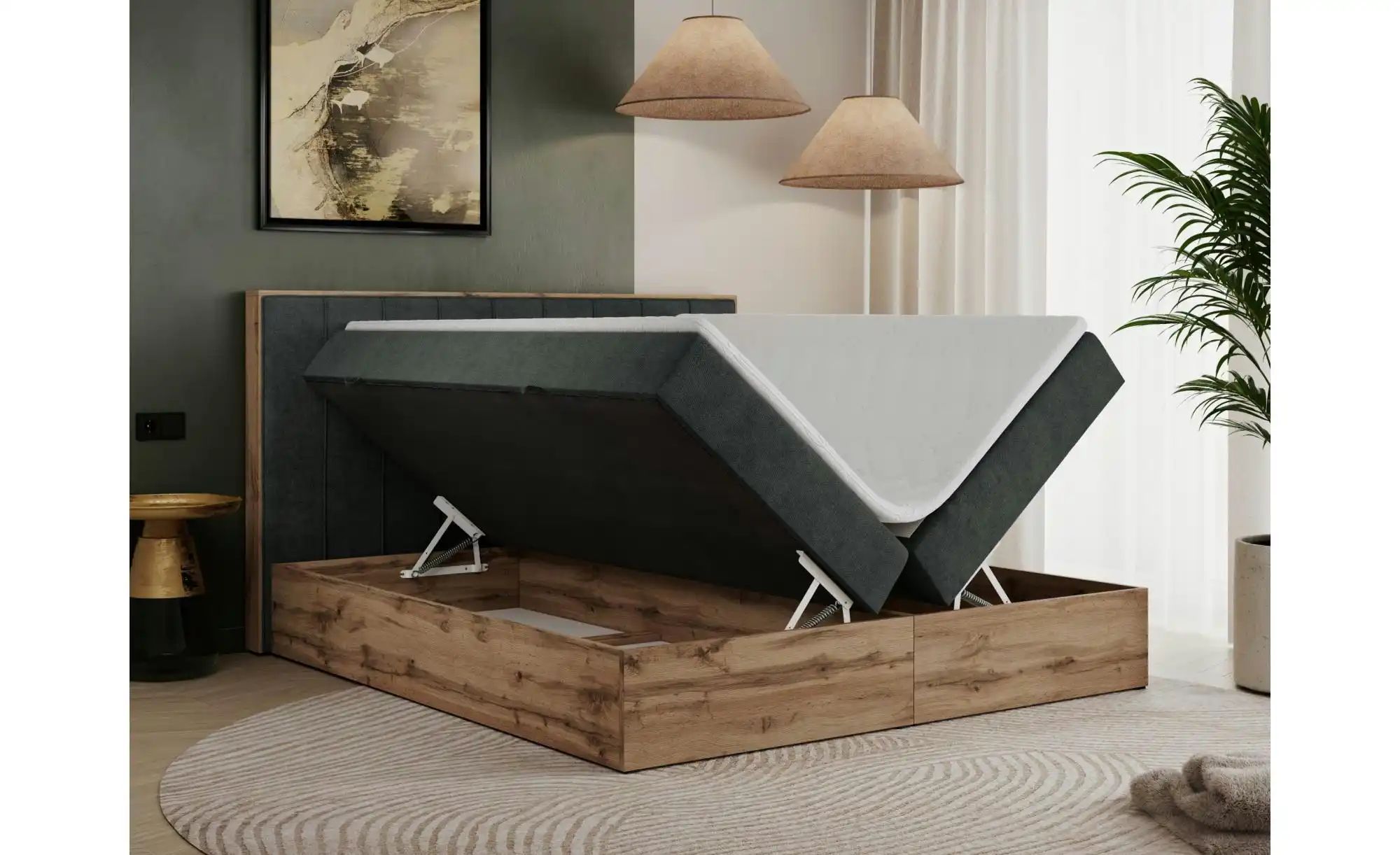 Boxbett mit Bettkasten Bellissimo ¦ grau ¦ Maße (cm): B: 168 H: 115 Betten günstig online kaufen