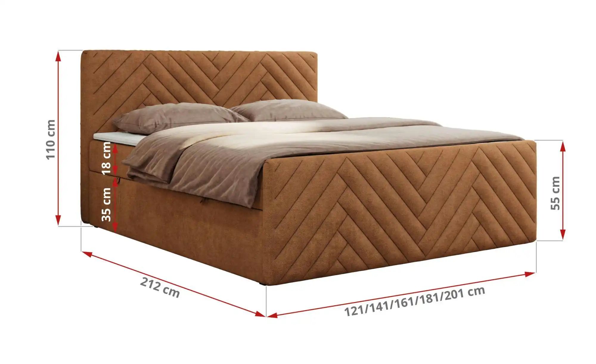 Thumbnail - Boxbett mit Bettkasten Paris Duo ¦ orange ¦ Maße (cm): B: 141 H: 110 Betten > Komfortbetten - Höffner