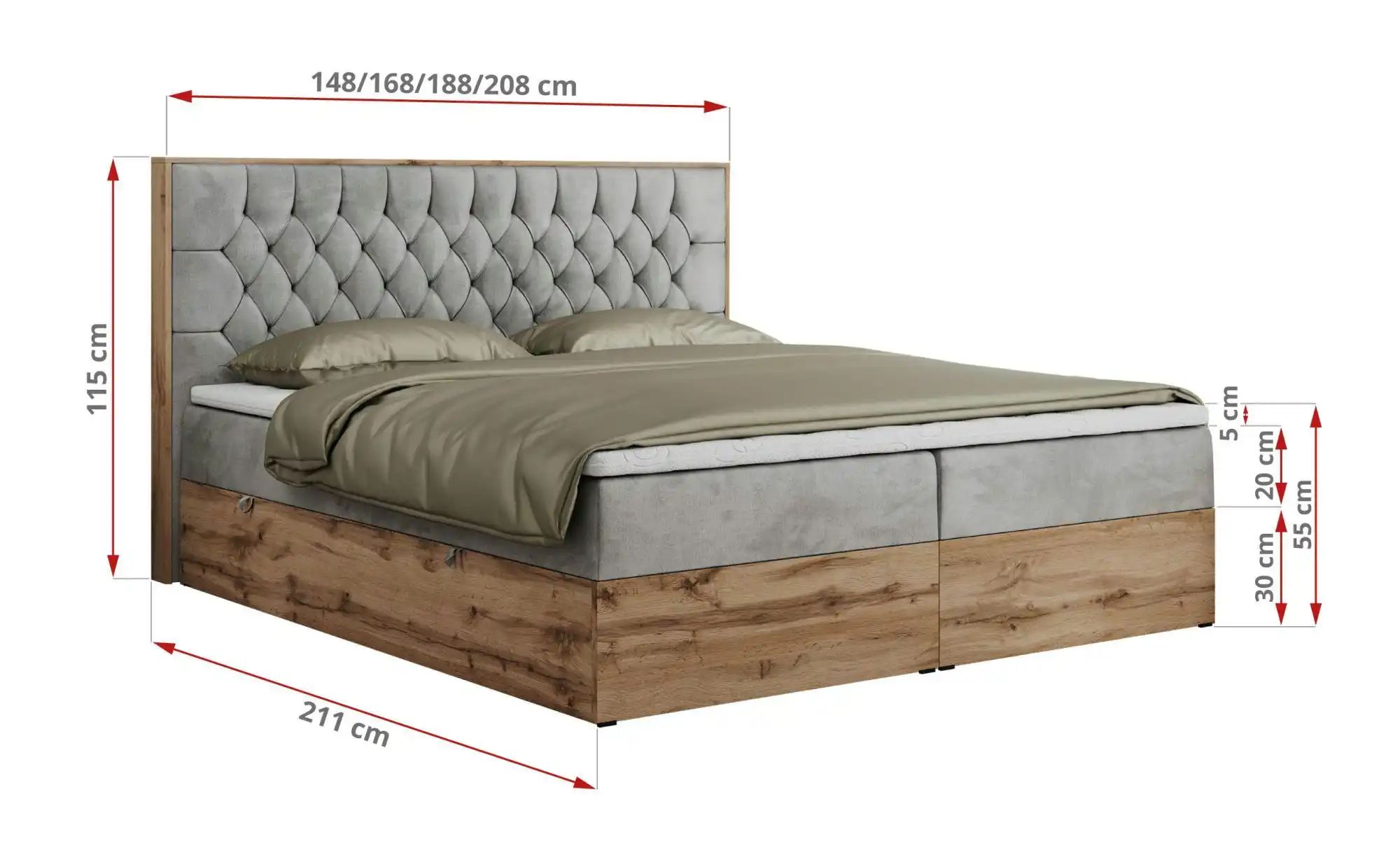 Boxbett mit Bettkasten Amore ¦ grau ¦ Maße (cm): B: 148 H: 115 Betten > Kom günstig online kaufen